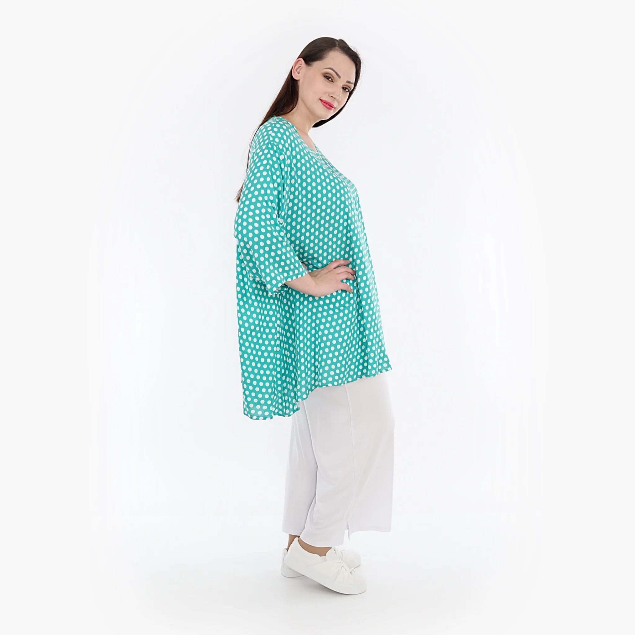  A-Form Bigshirt von AKH Fashion aus Viskose, 1273.00593, Mint-Weiß, Schick, Modern, Bequem