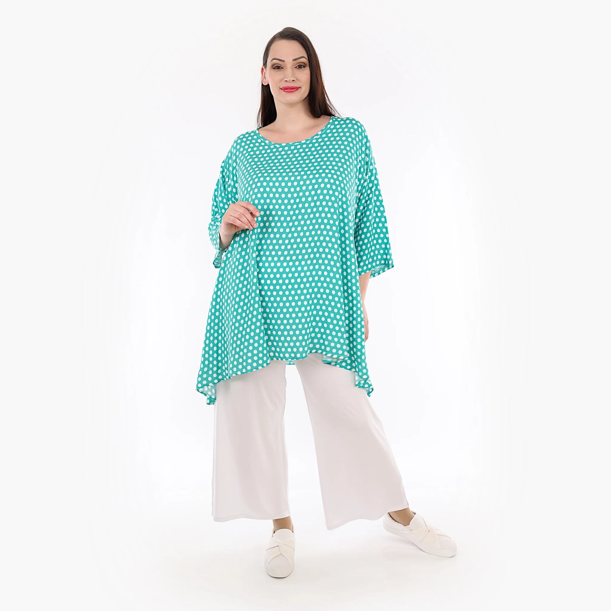  A-Form Bigshirt von AKH Fashion aus Viskose, 1273.00593, Mint-Weiß, Schick, Modern, Bequem