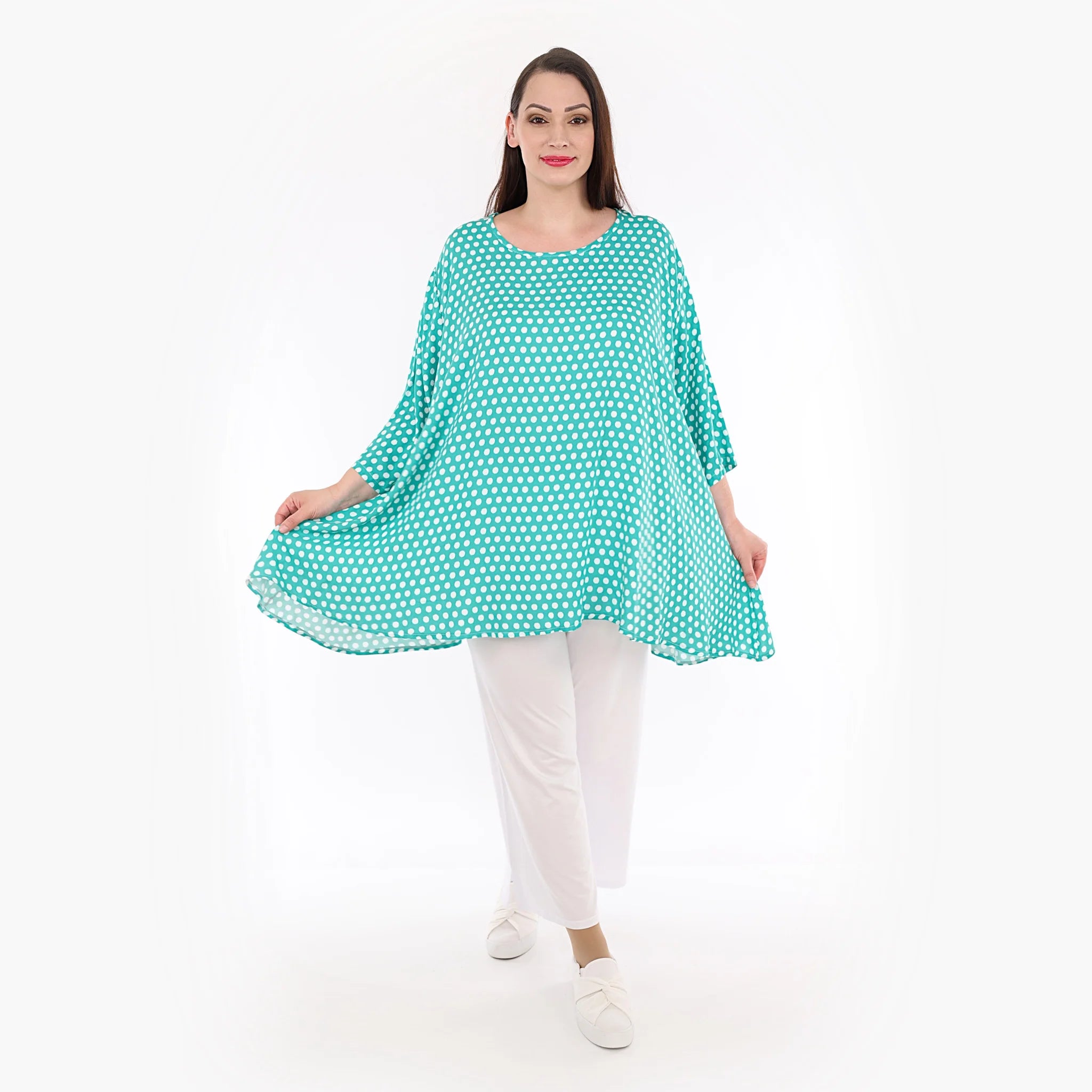  A-Form Bigshirt von AKH Fashion aus Viskose, 1273.00593, Mint-Weiß, Schick, Modern, Bequem