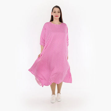  A-Form Kleid von AKH Fashion aus Viskose, 1273.01927, Pink-Weiß, Unifarben, Ausgefallen