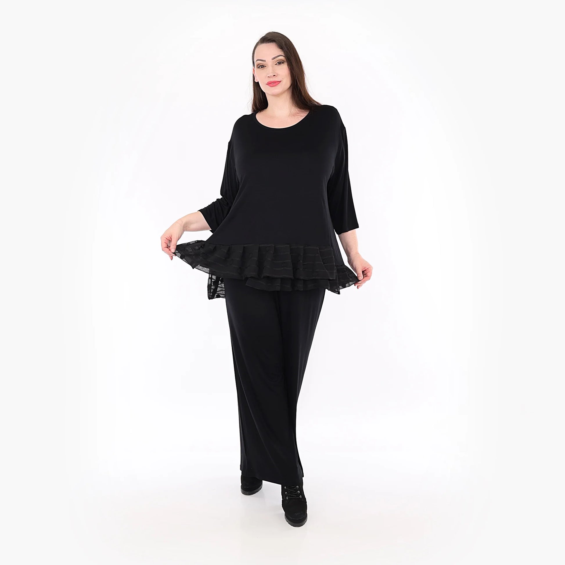  A-Form Shirt von AKH Fashion aus Materialmix, 1316.06923, Schwarz, Streifen, Ausgefallen