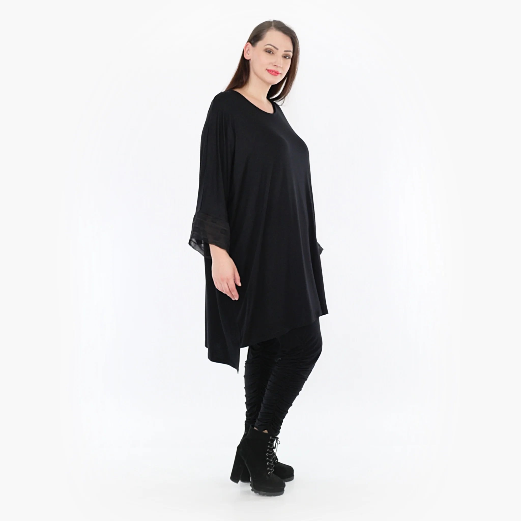  AKH Fashion Bigshirt in kastiger Form, aus Materialmix, 1316.06925, Schwarz, Streifen
