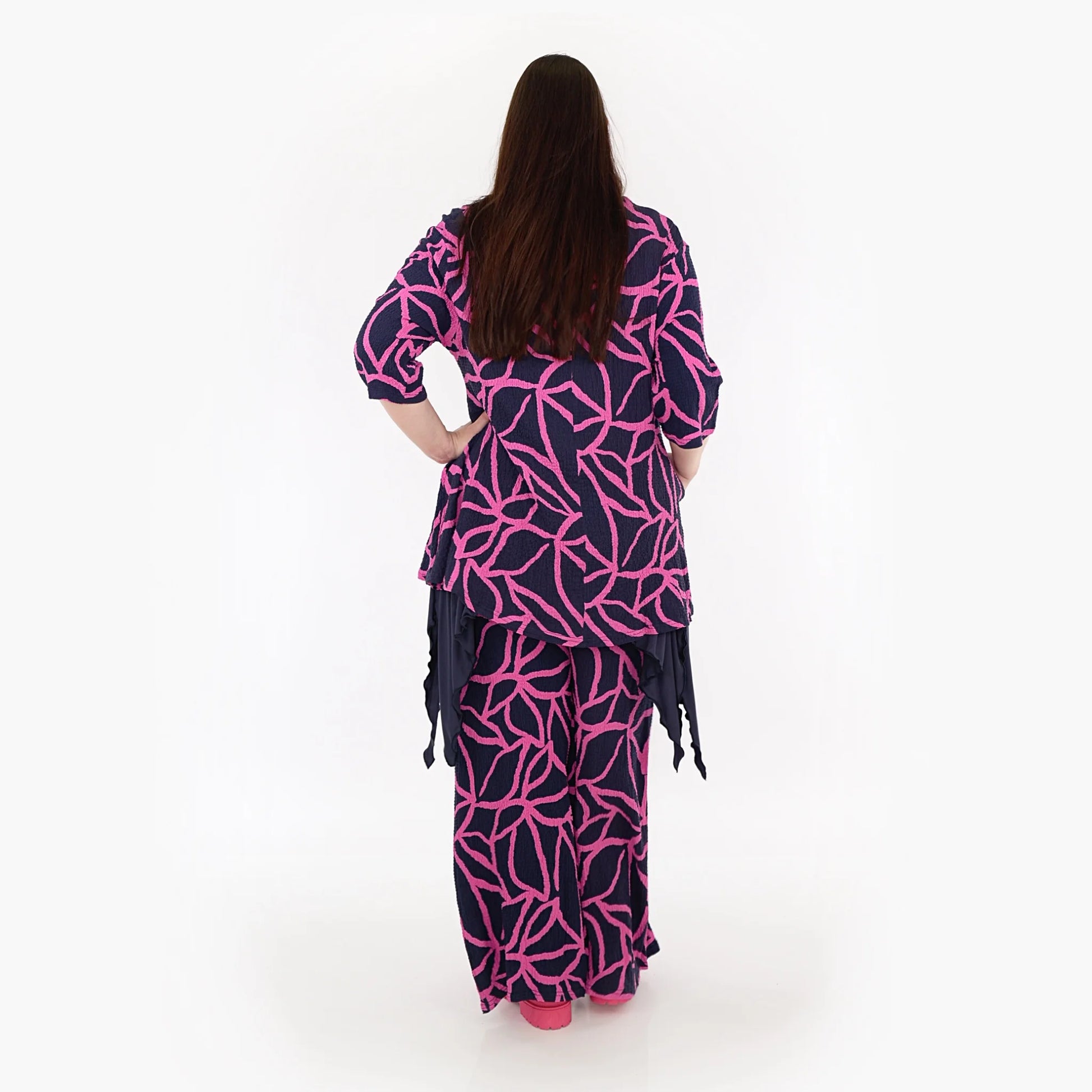  Shirt von AKH Fashion aus Viskose in Glocken-Form, 1317.01892, Marine-Fuchsia, Ausgefallen