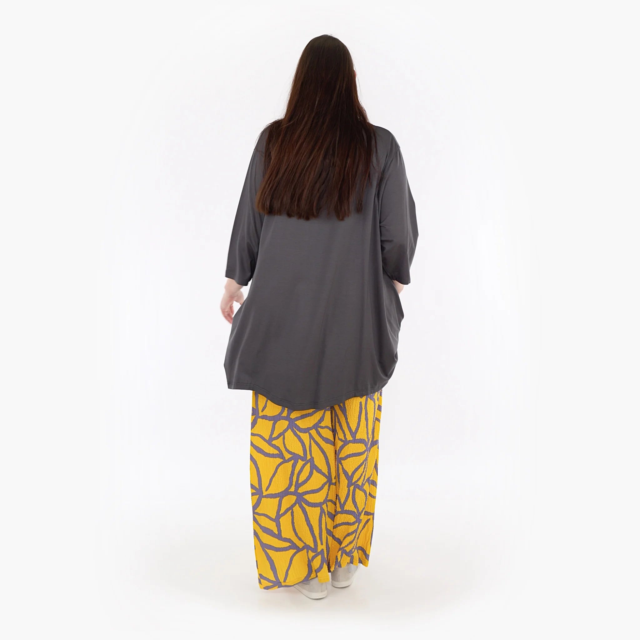  AKH Fashion Hose in gerader Form, aus Viskose, 1317.06927, Gelb-Fliedergrau, Grafik