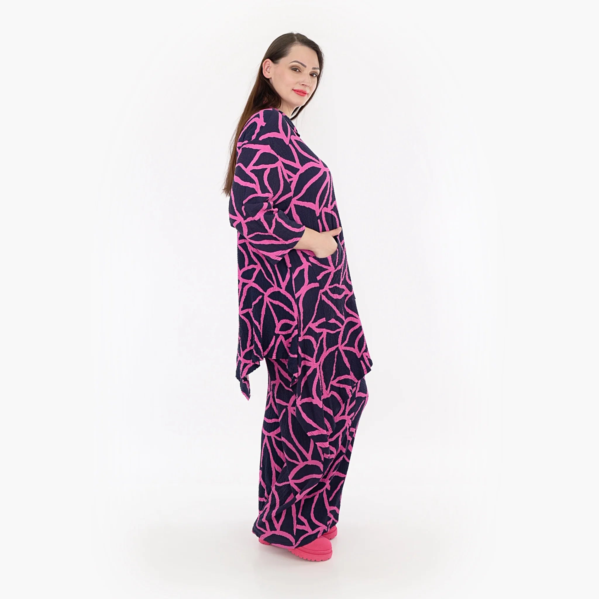  A-Form Jacke von AKH Fashion aus Viskose, 1317.06935, Marine-Fuchsia, Grafik, Schick