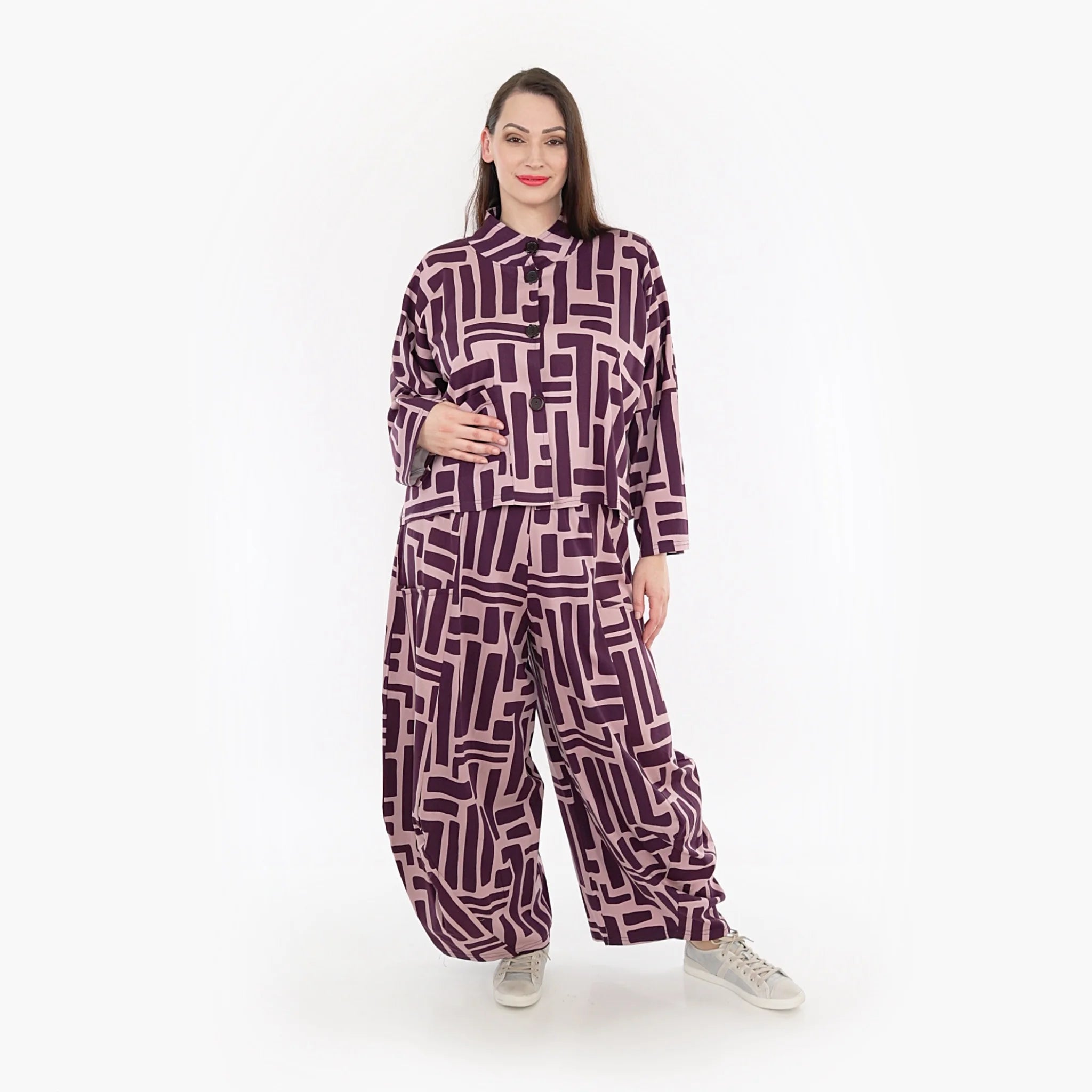  AKH Fashion Jacke in kastiger Form, aus Viskose, 1318.06929, Beere-Rosa, Schick, Modern