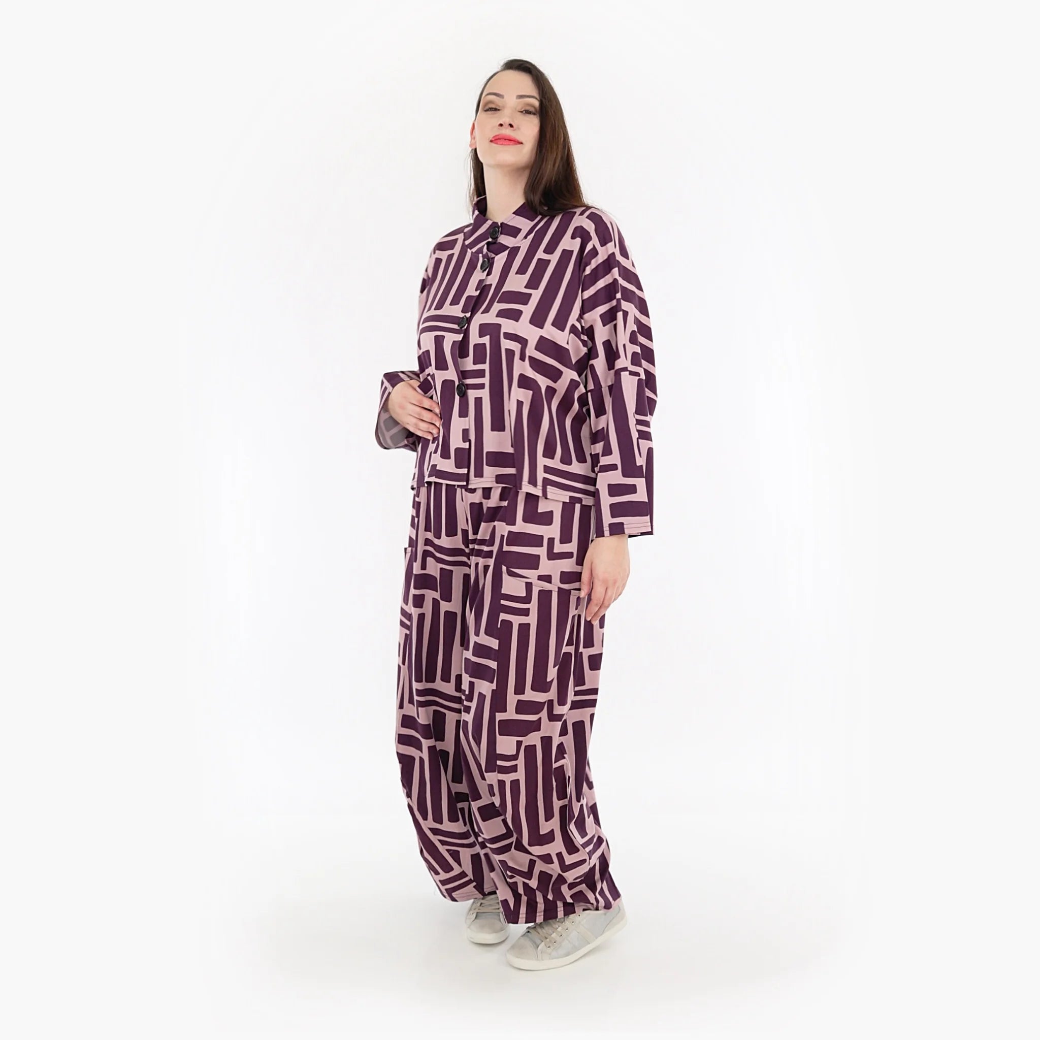  AKH Fashion Jacke in kastiger Form, aus Viskose, 1318.06929, Beere-Rosa, Schick, Modern