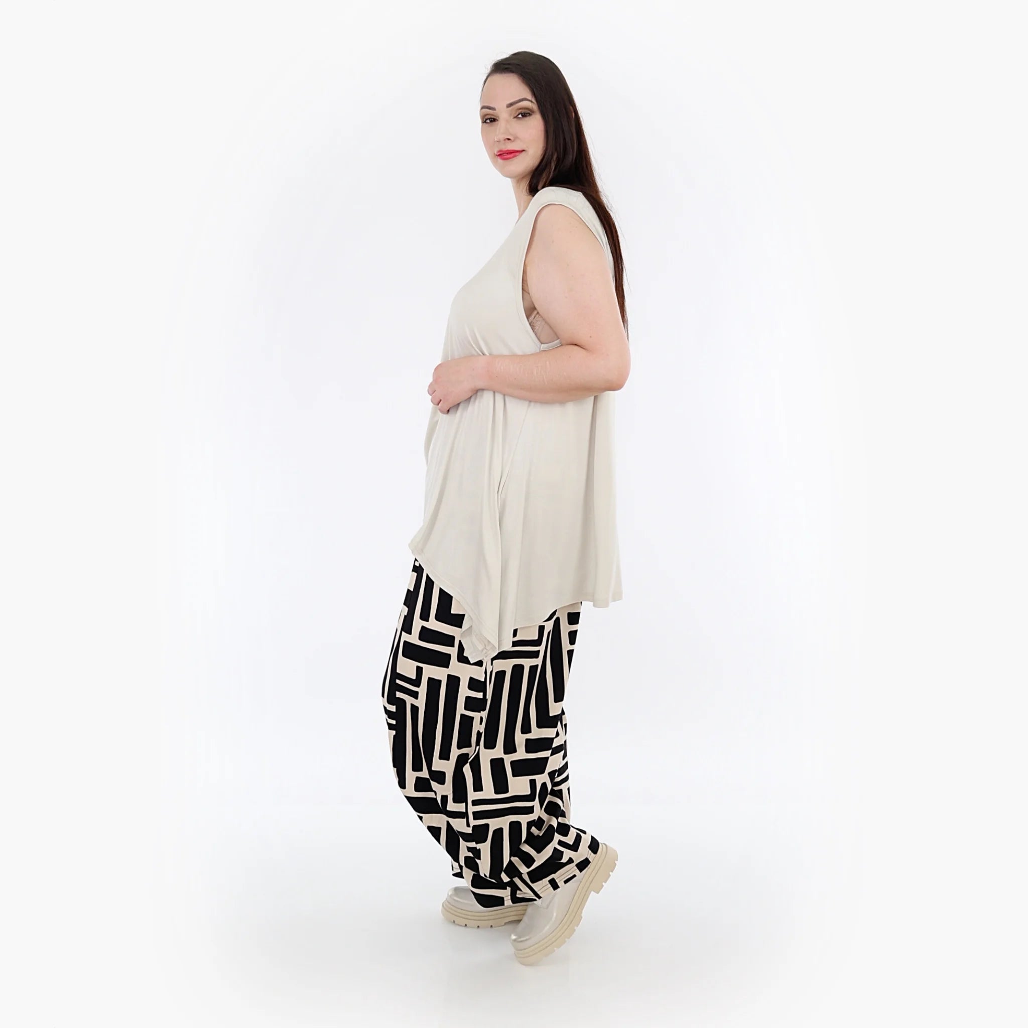  Ballonhose von AKH Fashion aus Viskose, 1318.08069, Schwarz-Ecru, Schick, Modern, Bequem