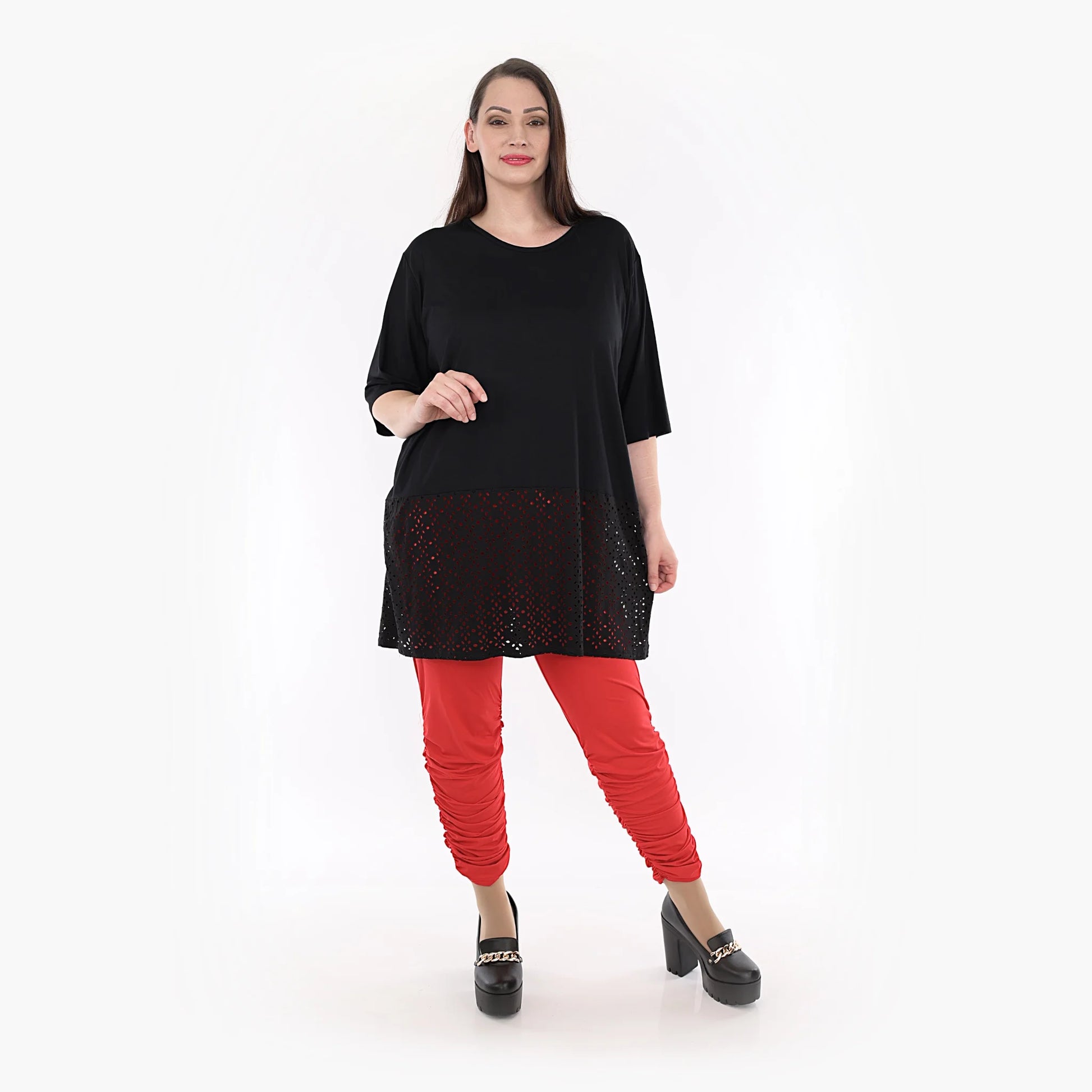  Shirt von AKH Fashion aus Viskose in gerader Form, 1322.06965, Schwarz, Unifarben, Schick