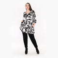  AKH Fashion Shirt in Glocken-Form, aus Viskose, 1323.01892, Schwarz-Weiß, Schick, Modern