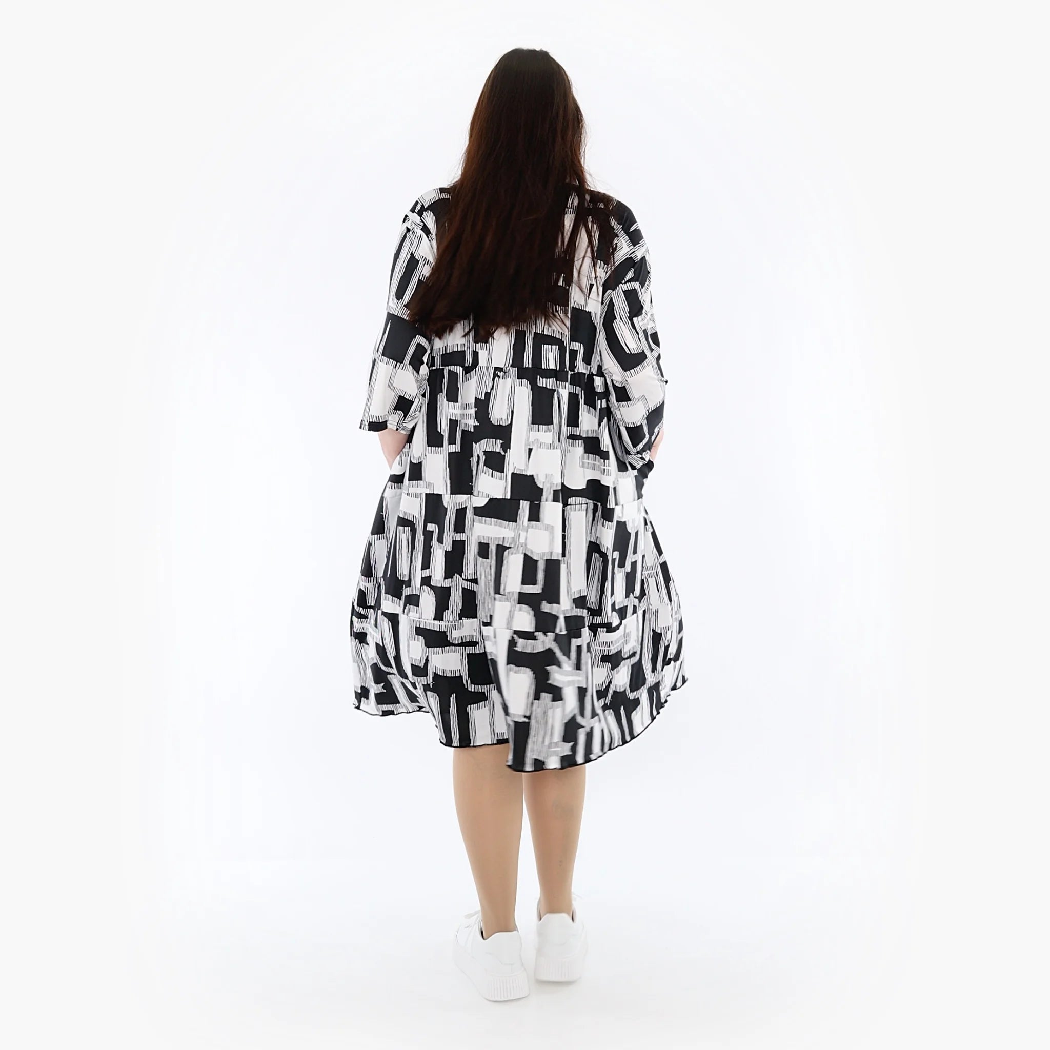  Ballonkleid von AKH Fashion aus Viskose, 1323.06698, Schwarz-Weiß, Schick, Modern, Bequem