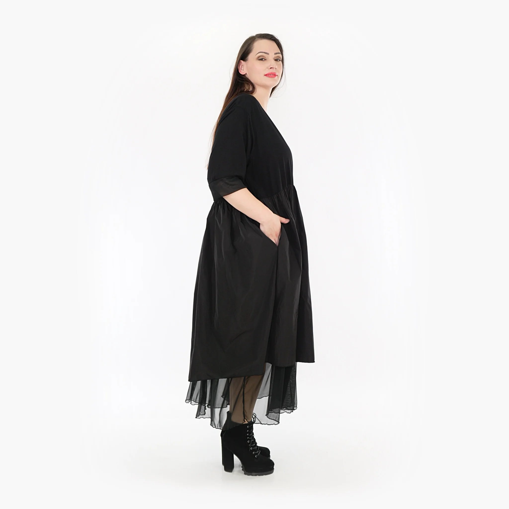 Ballonkleid von AKH Fashion aus Baumwolle, 1326.06967, Schwarz, Schick, Modern, Bequem