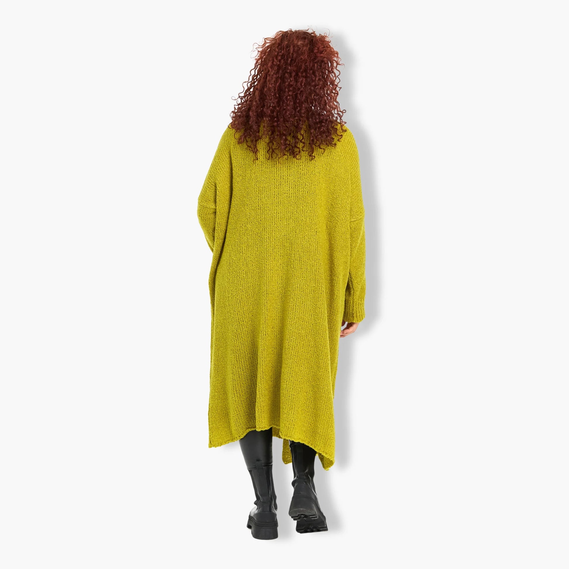  Stilvoller Plus Size Mantel in frischem Grün mit kastigem Schnitt und weichem Bouclé-Materialmix