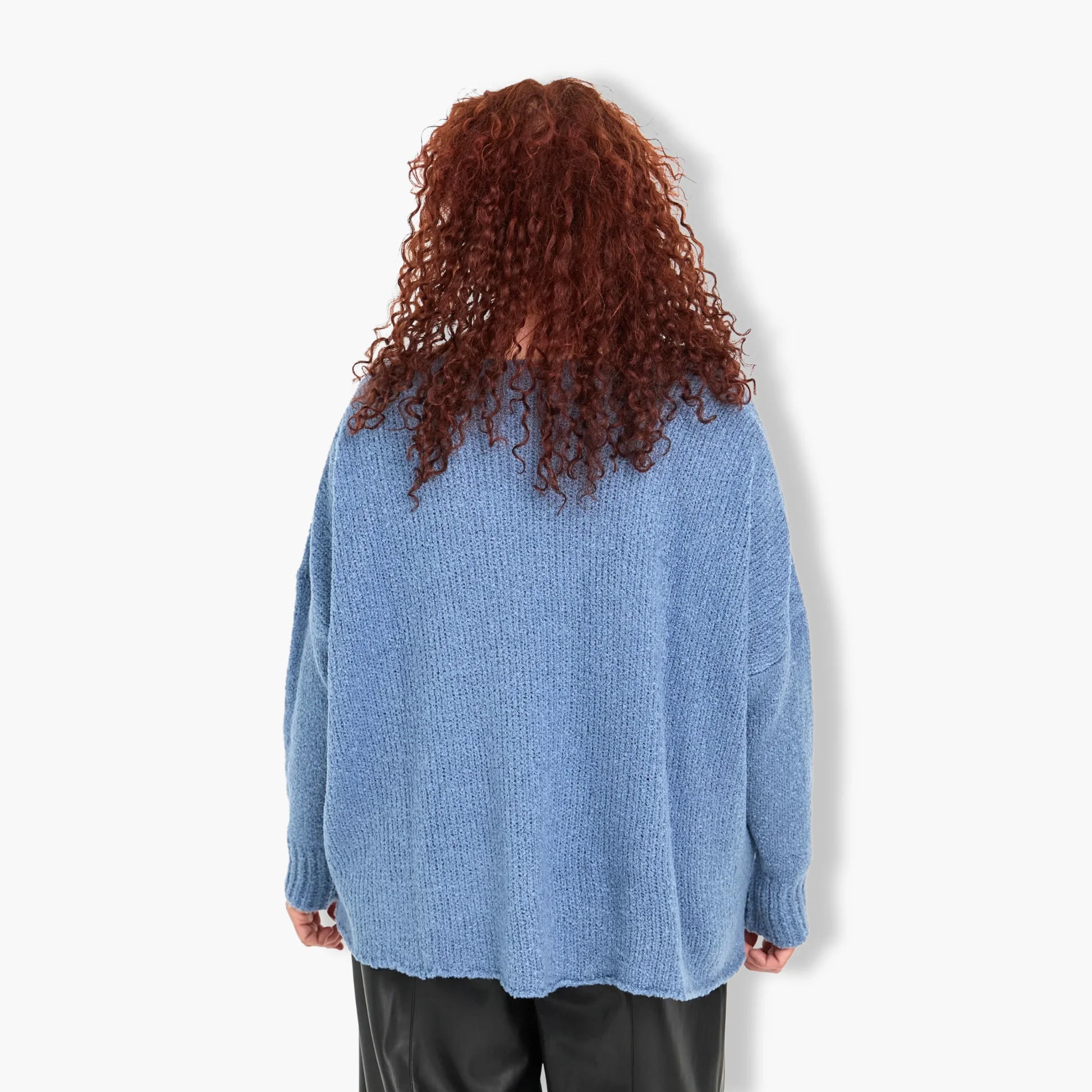  Kastiger Bouclé-Pullover in Blau für Plus Size – Bequem und stylish für Herbst und Winter