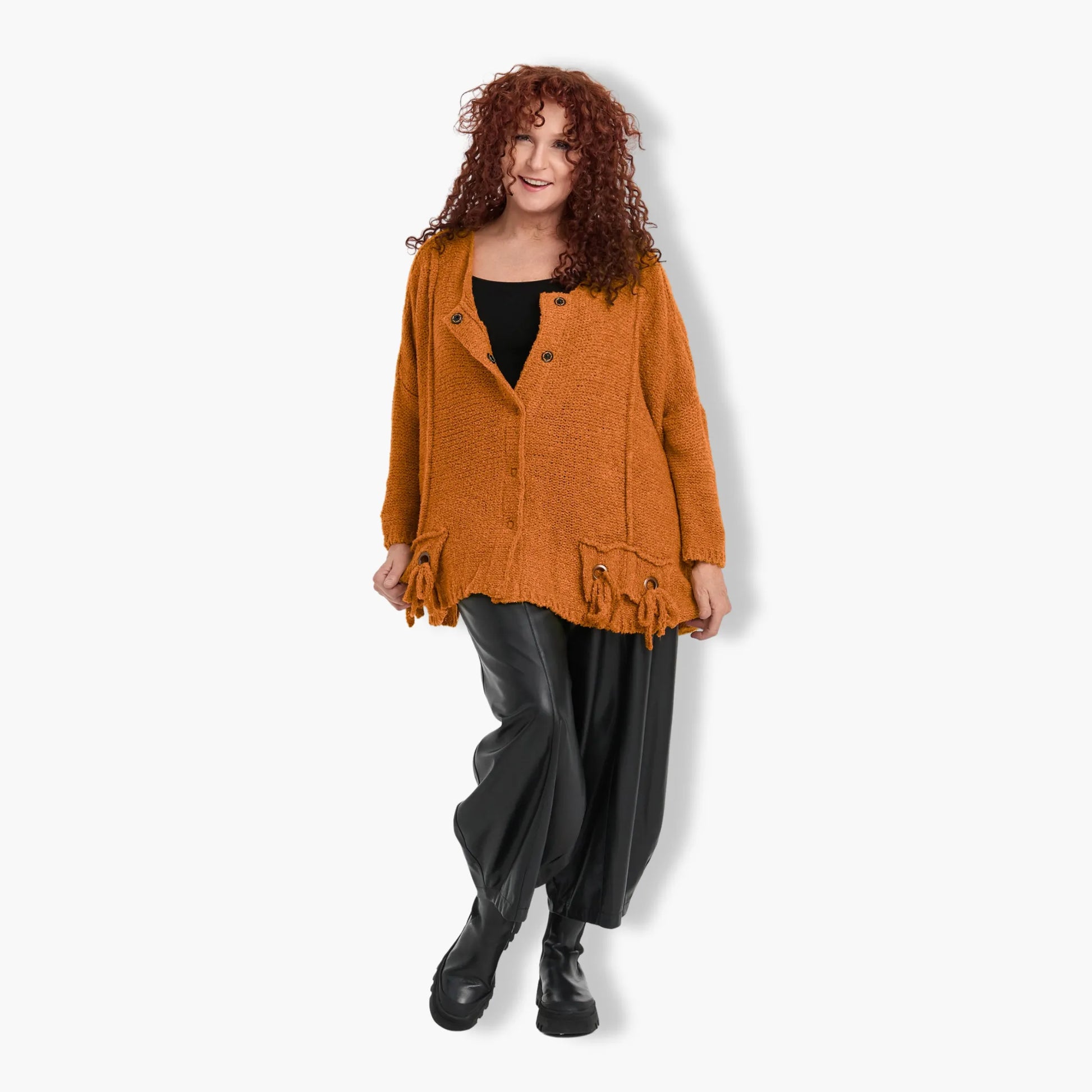  Amandine Jacke in kastiger Form, aus Viskose, 2710, Orange, Schick, Modern, Bequem