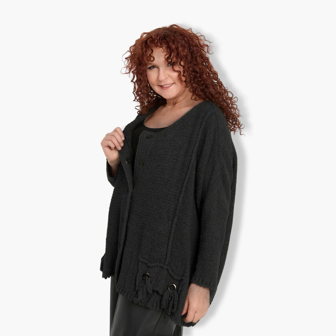  Amandine Jacke in kastiger Form, aus Viskose, 2710, Schwarz, Schick, Modern, Bequem