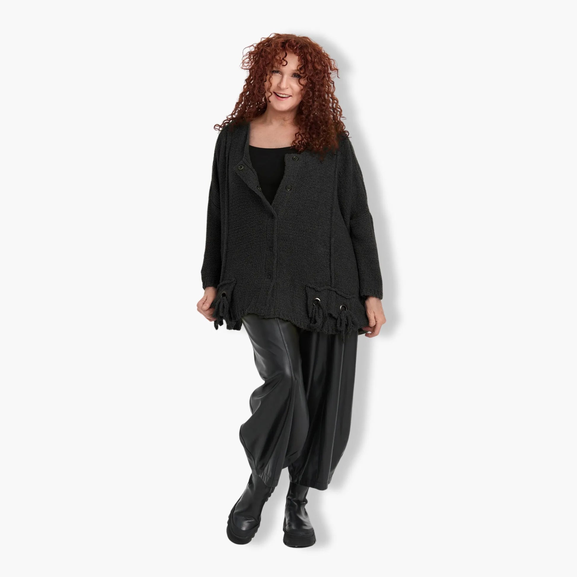  Amandine Jacke in kastiger Form, aus Viskose, 2710, Schwarz, Schick, Modern, Bequem