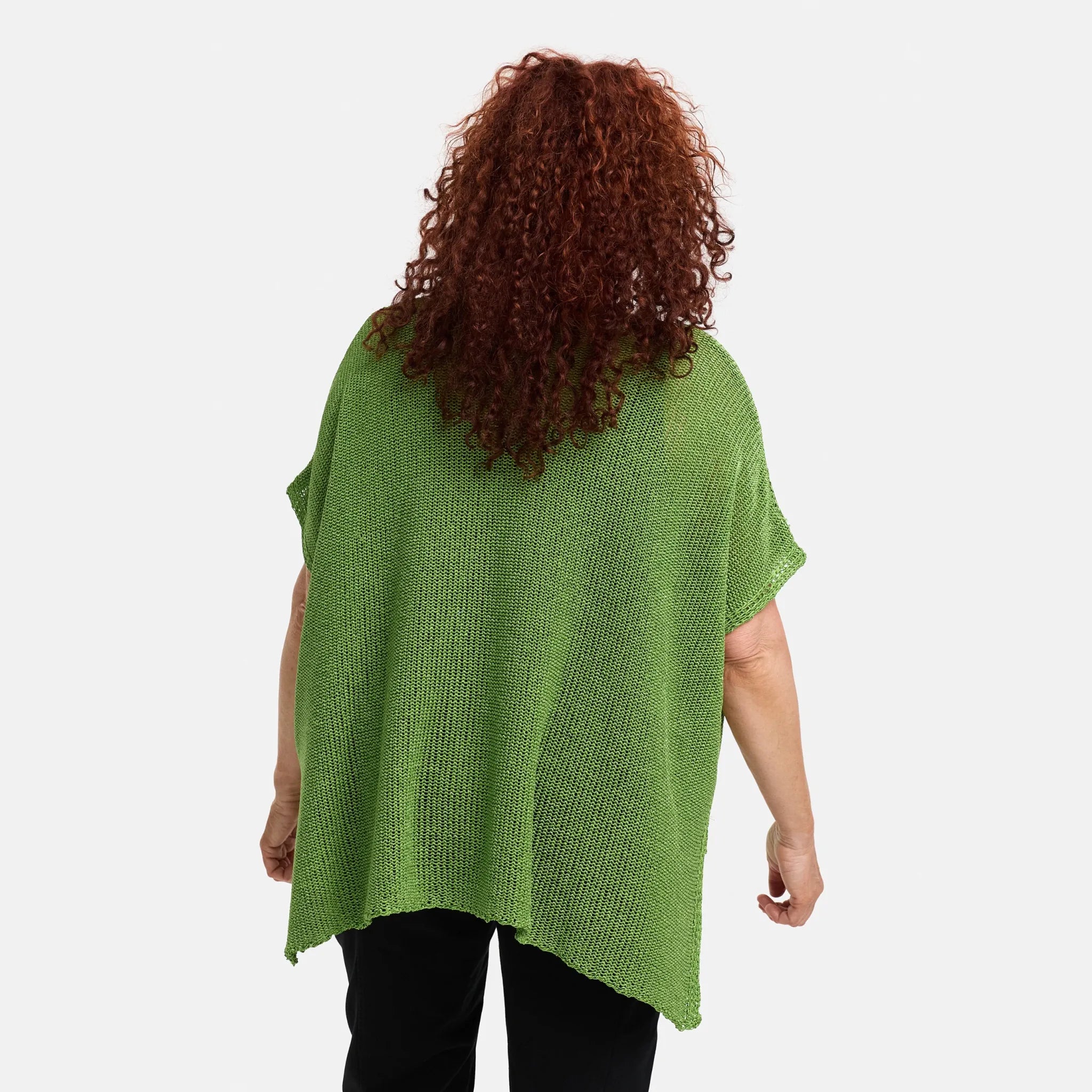  Amandine Pullover in kastiger Form, aus Baumwolle, A2801, Grün, Schick, Modern, Bequem