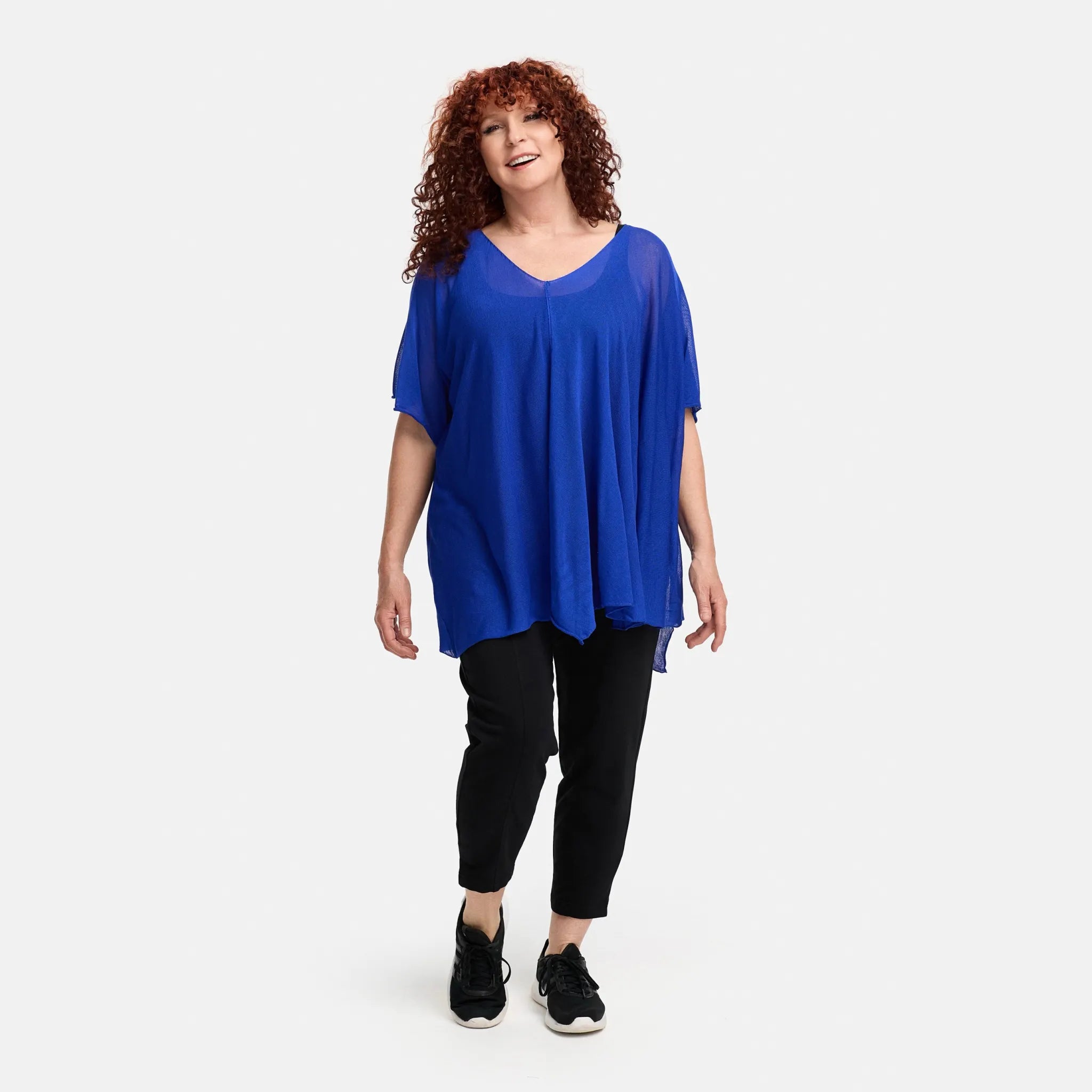  A-Form Pullover von Amandine aus Viskose, A2804, Kobaltblau, Schick, Modern, Bequem