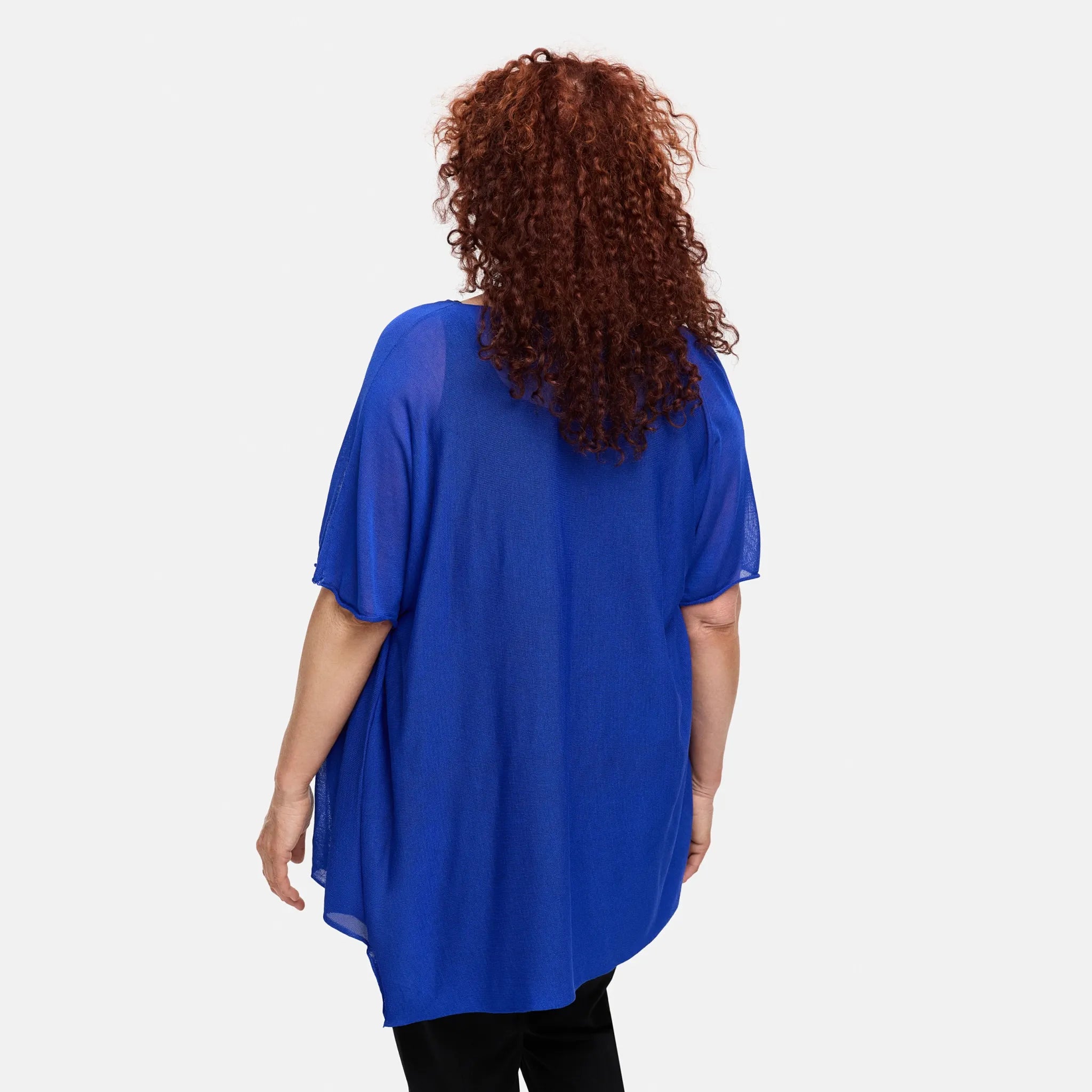  A-Form Pullover von Amandine aus Viskose, A2804, Kobaltblau, Schick, Modern, Bequem