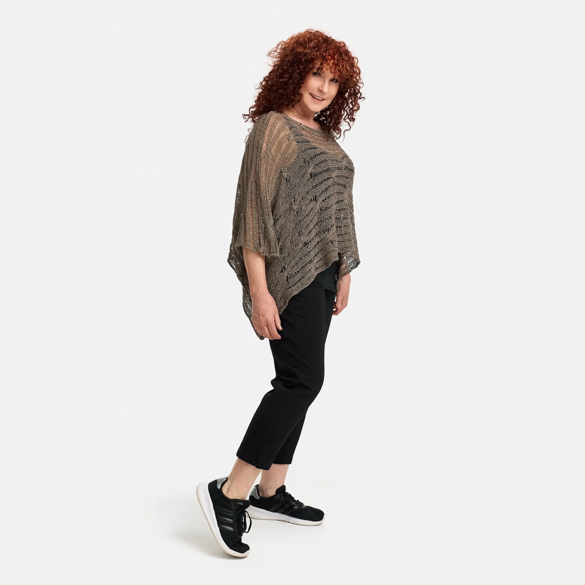  Amandine Pullover in kastiger Form, aus Baumwolle, A2805, Taupe, Schick, Modern, Bequem