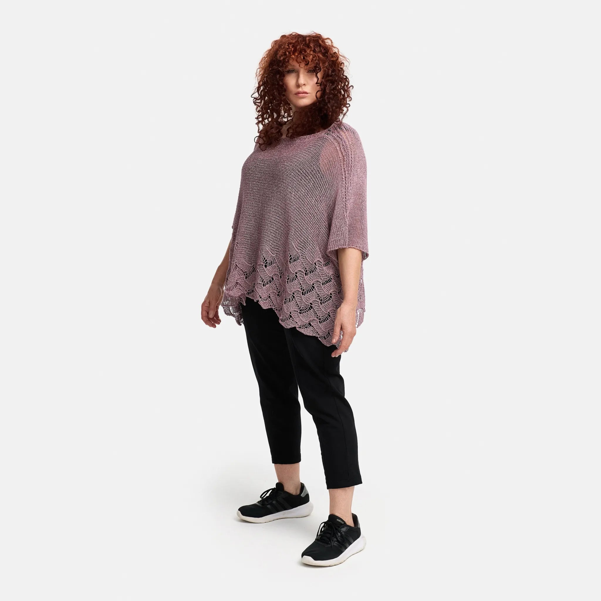  Amandine Pullover in kastiger Form, aus Baumwolle, A2806, Mauve, Schick, Modern, Bequem