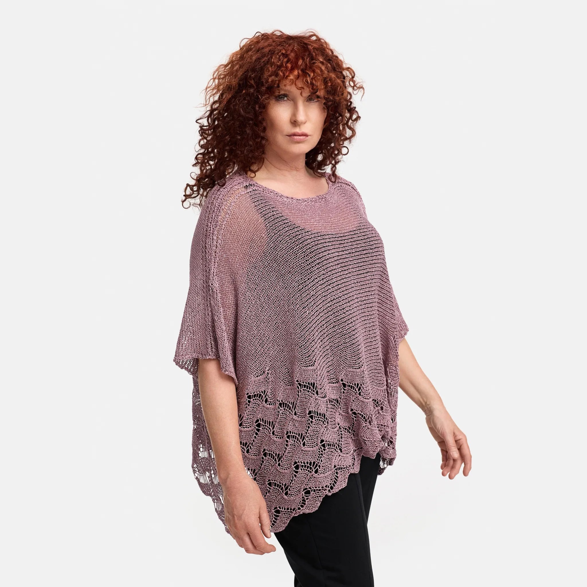  Amandine Pullover in kastiger Form, aus Baumwolle, A2806, Mauve, Schick, Modern, Bequem