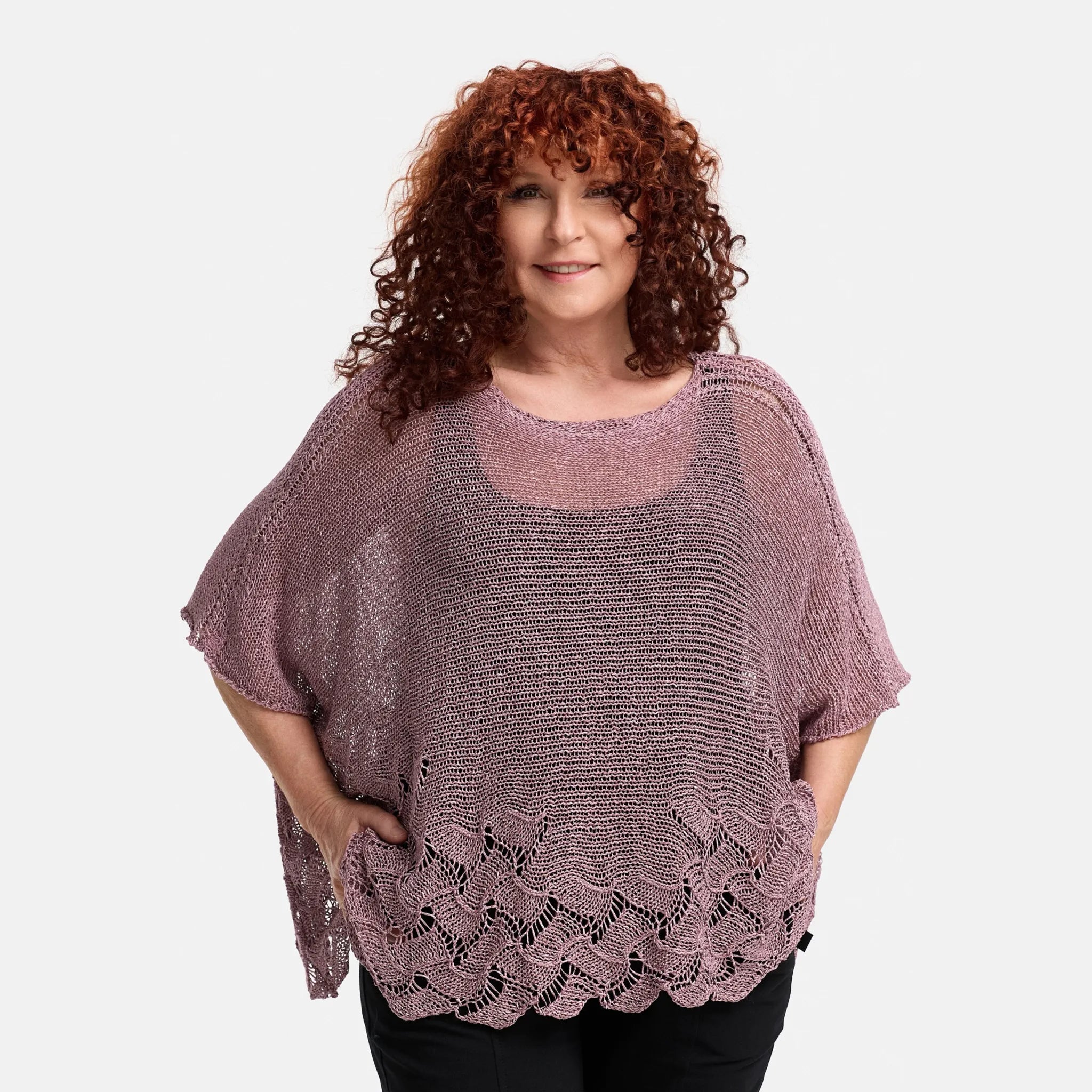  Amandine Pullover in kastiger Form, aus Baumwolle, A2806, Mauve, Schick, Modern, Bequem
