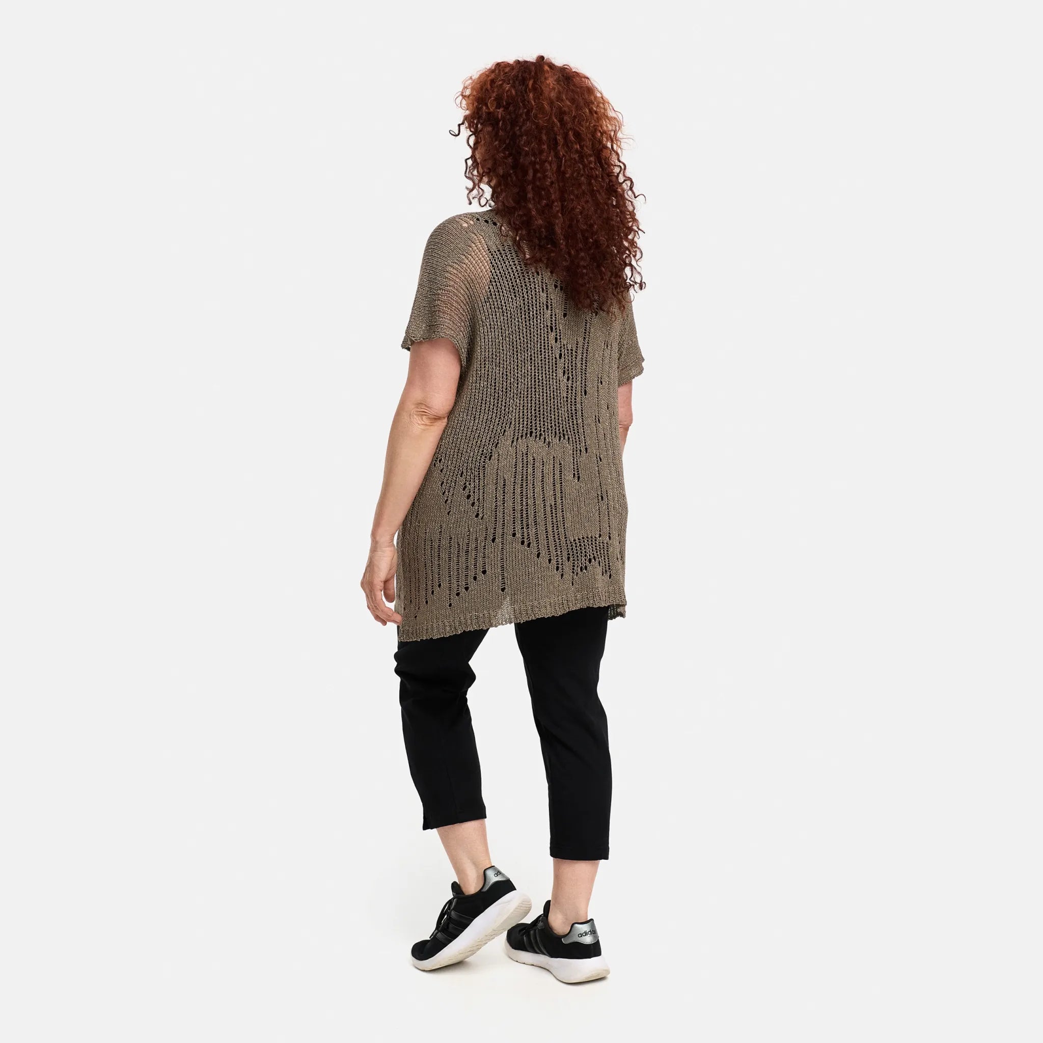  Amandine Pullover in kastiger Form, aus Baumwolle, A2807, Taupe, Schick, Modern, Bequem
