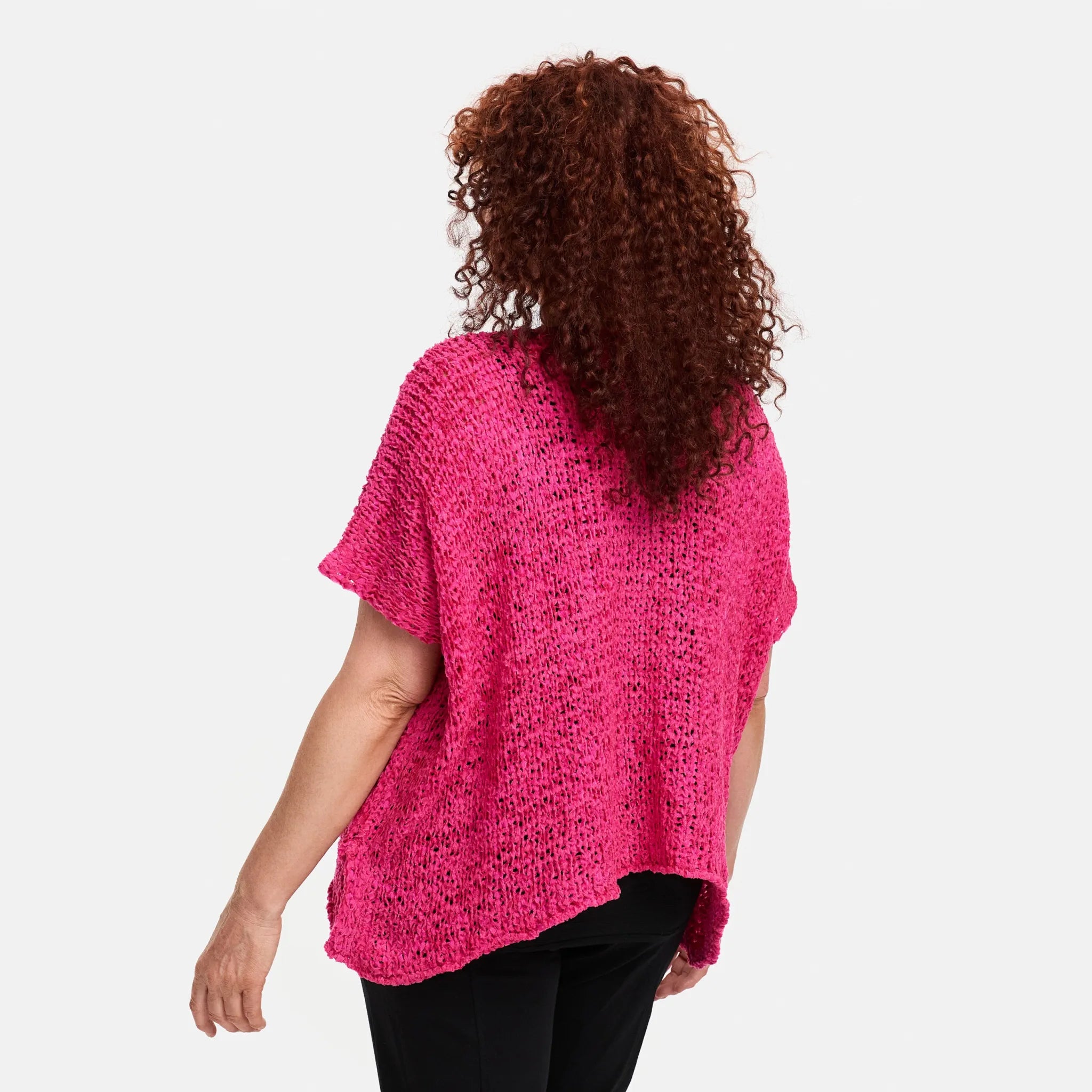  Amandine Pullover in kastiger Form, aus Baumwolle, A2808, Fuchsia, Schick, Modern, Bequem