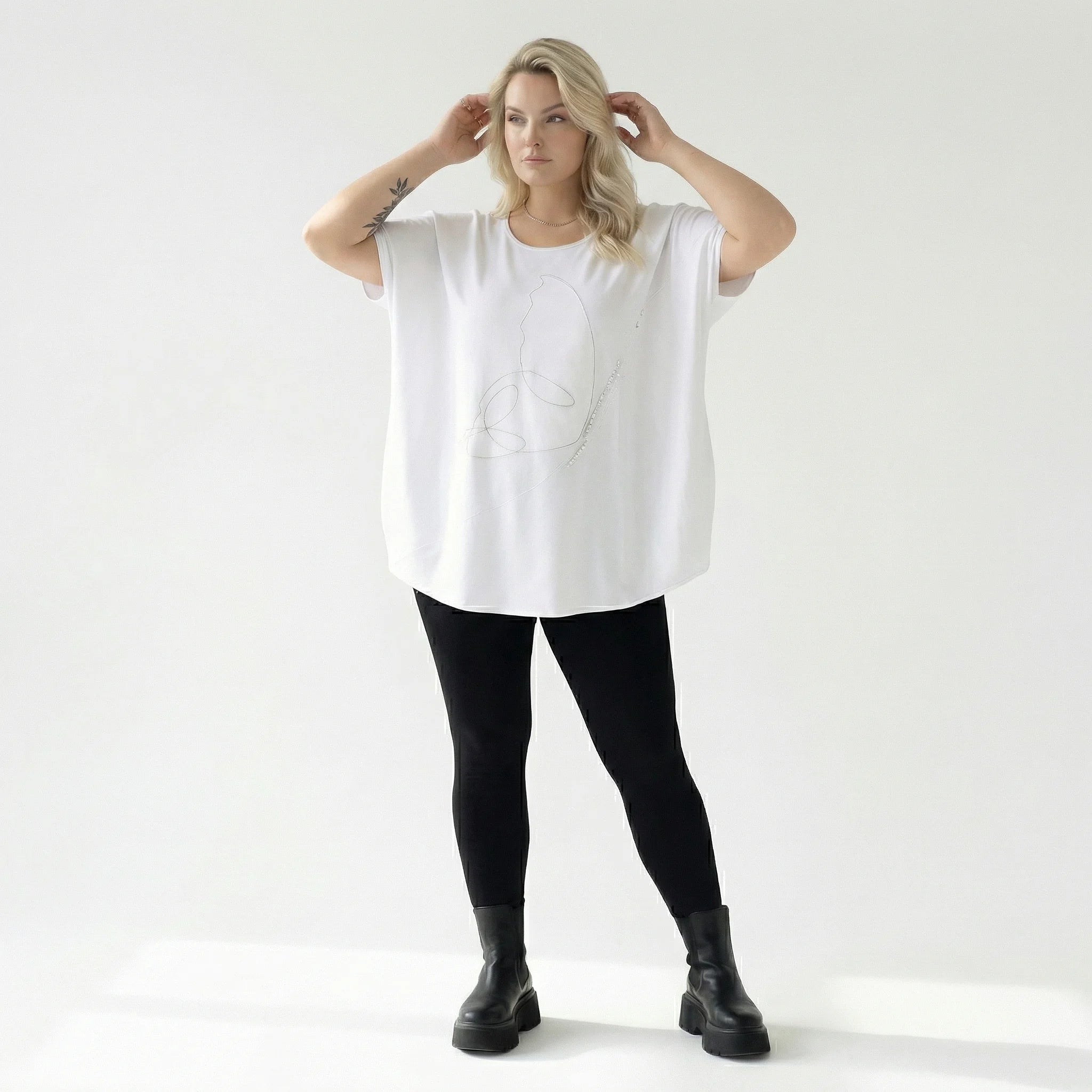 Oversized Shirt von Divas Planet aus Baumwolle, DP10148, Weiß, Schick, Modern, Bequem