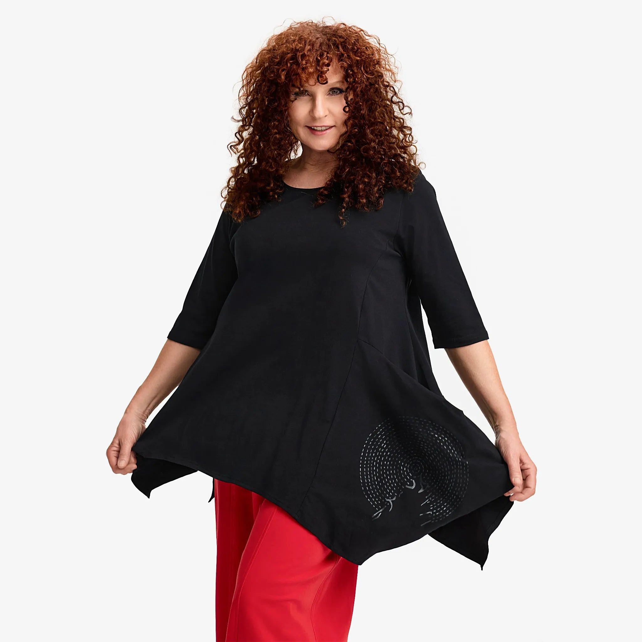  A-Form Shirt von Do Your Best aus Viskose, D904, Schwarz, Schick, Modern, Bequem, Schick