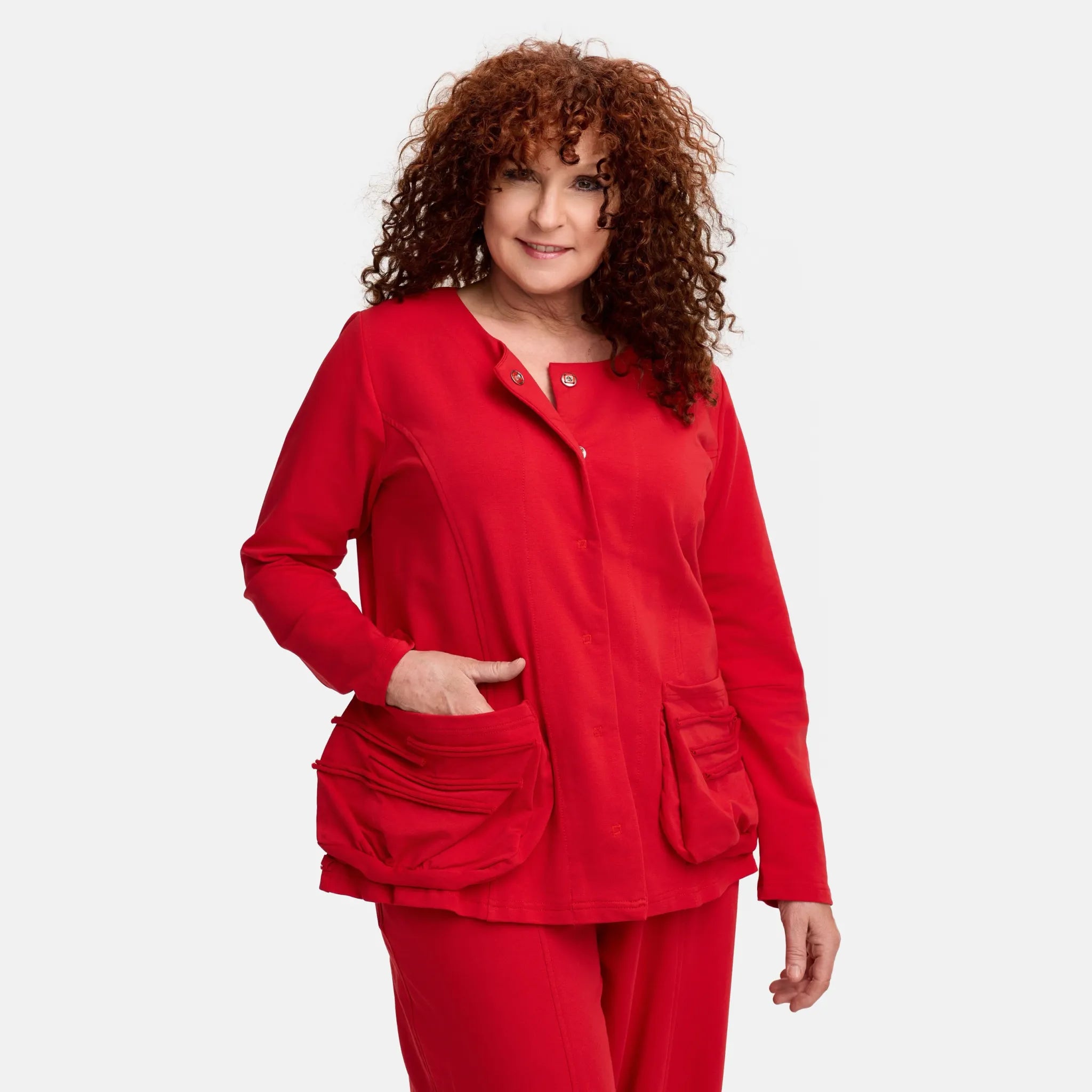  Do Your Best Jacke in gerader Form, aus Baumwolle, D914, Rot, Schick, Modern, Bequem