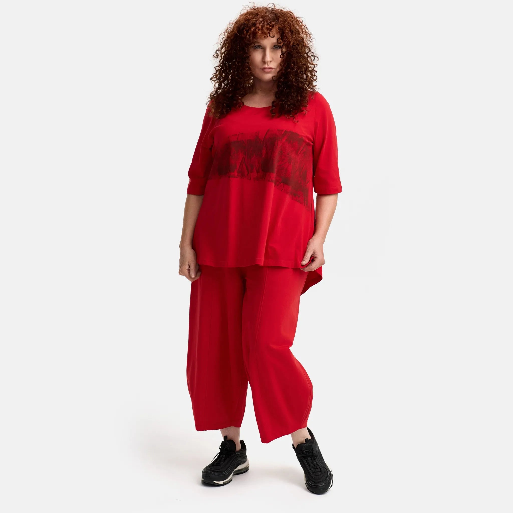  A-Form Shirt von Do Your Best aus Baumwolle, D916, Rot, Abstrakt, Schick, Modern, Bequem