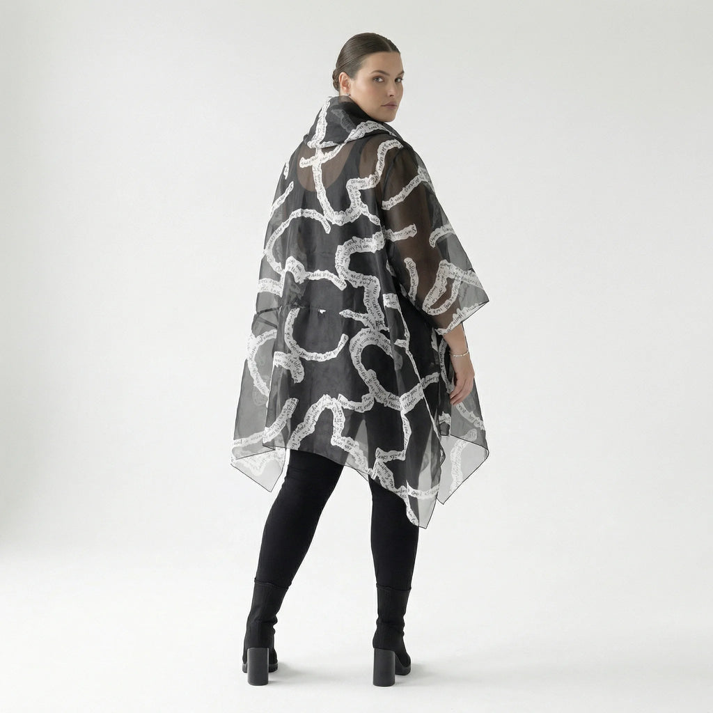  A-Form Mantel von H4 Fashion aus Polyamid, 8021, Schwarz, Ausgefallen, Zeitlos, Schick