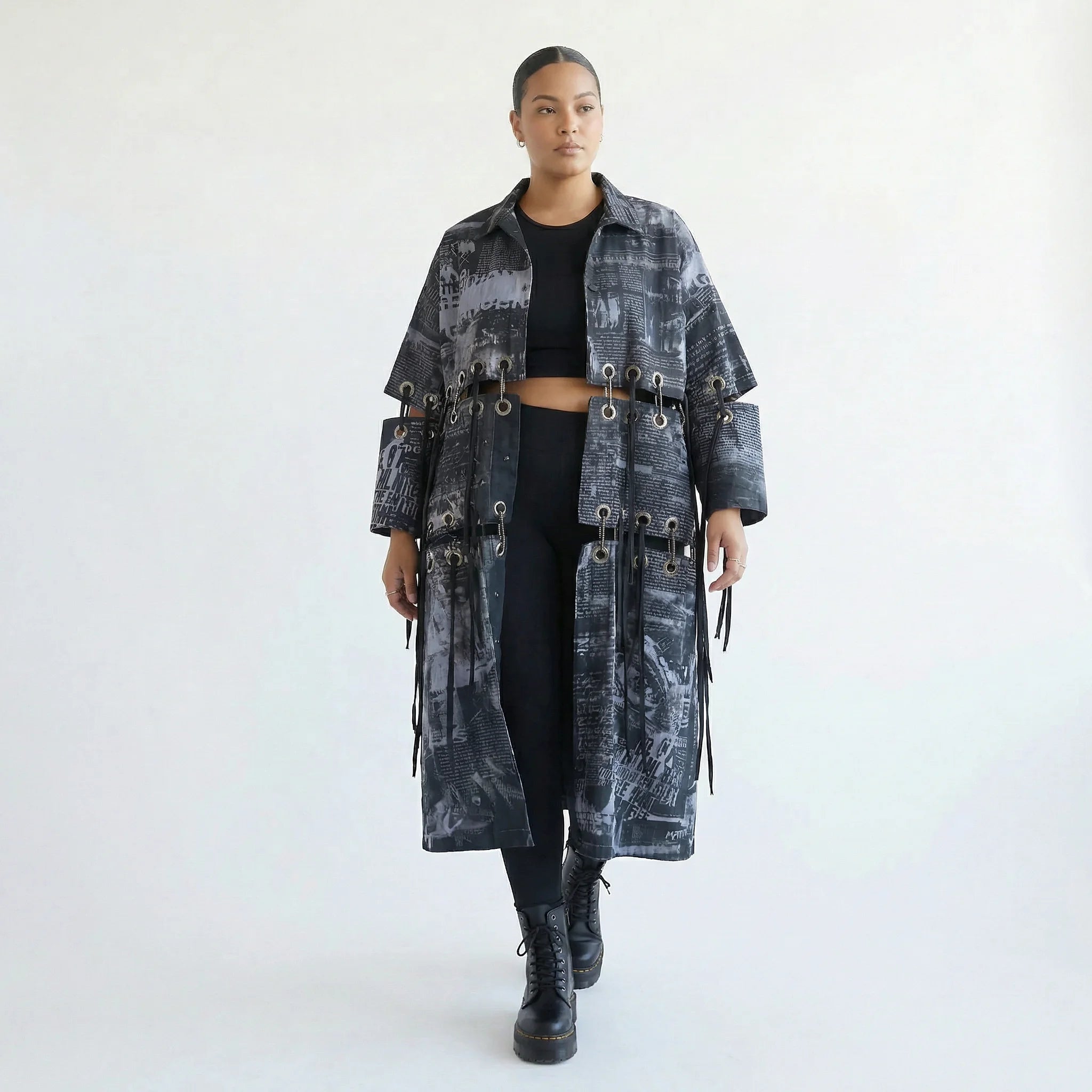 Mantel von H4 Fashion aus Baumwolle in gerader Form, ausgefallene Lagenlook Mode