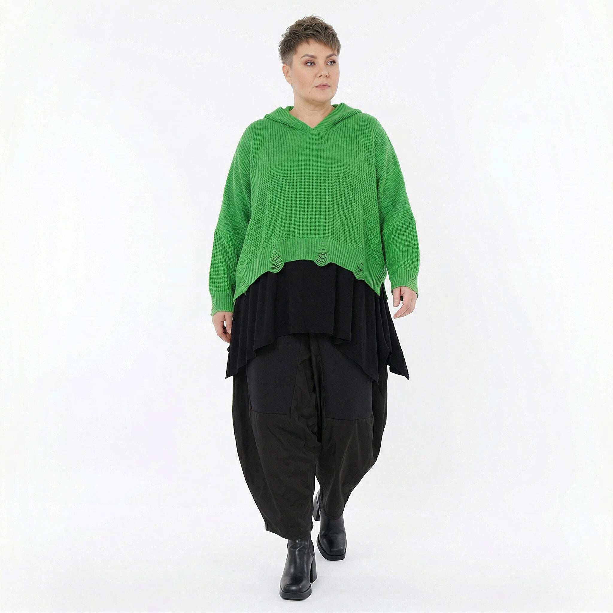 AKH Premium Bigshirt in kastiger Form, aus Baumwolle, P1032.2601, Apfelgrün, Ausgefallen