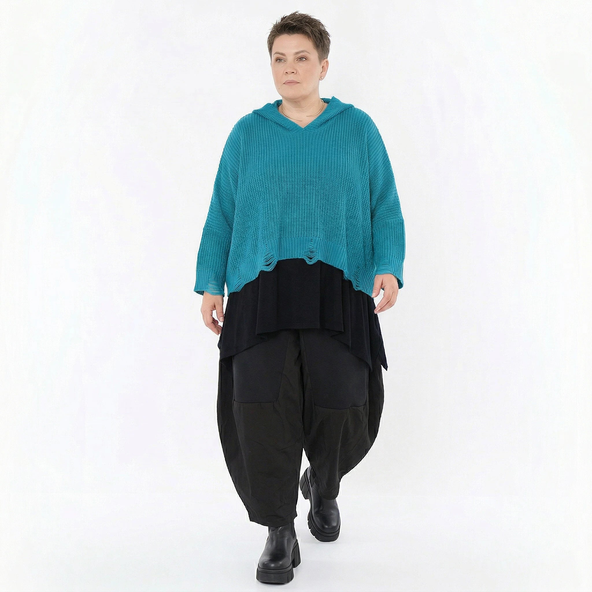 AKH Premium Bigshirt in kastiger Form, aus Baumwolle, P1032.2601, AquaBlau, Ausgefallen