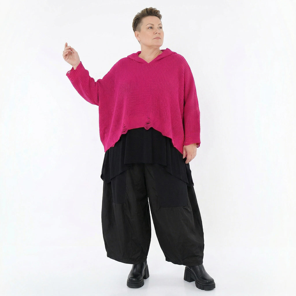 AKH Premium Bigshirt in kastiger Form, aus Baumwolle, P1032.2601, Fuchsia, Ausgefallen