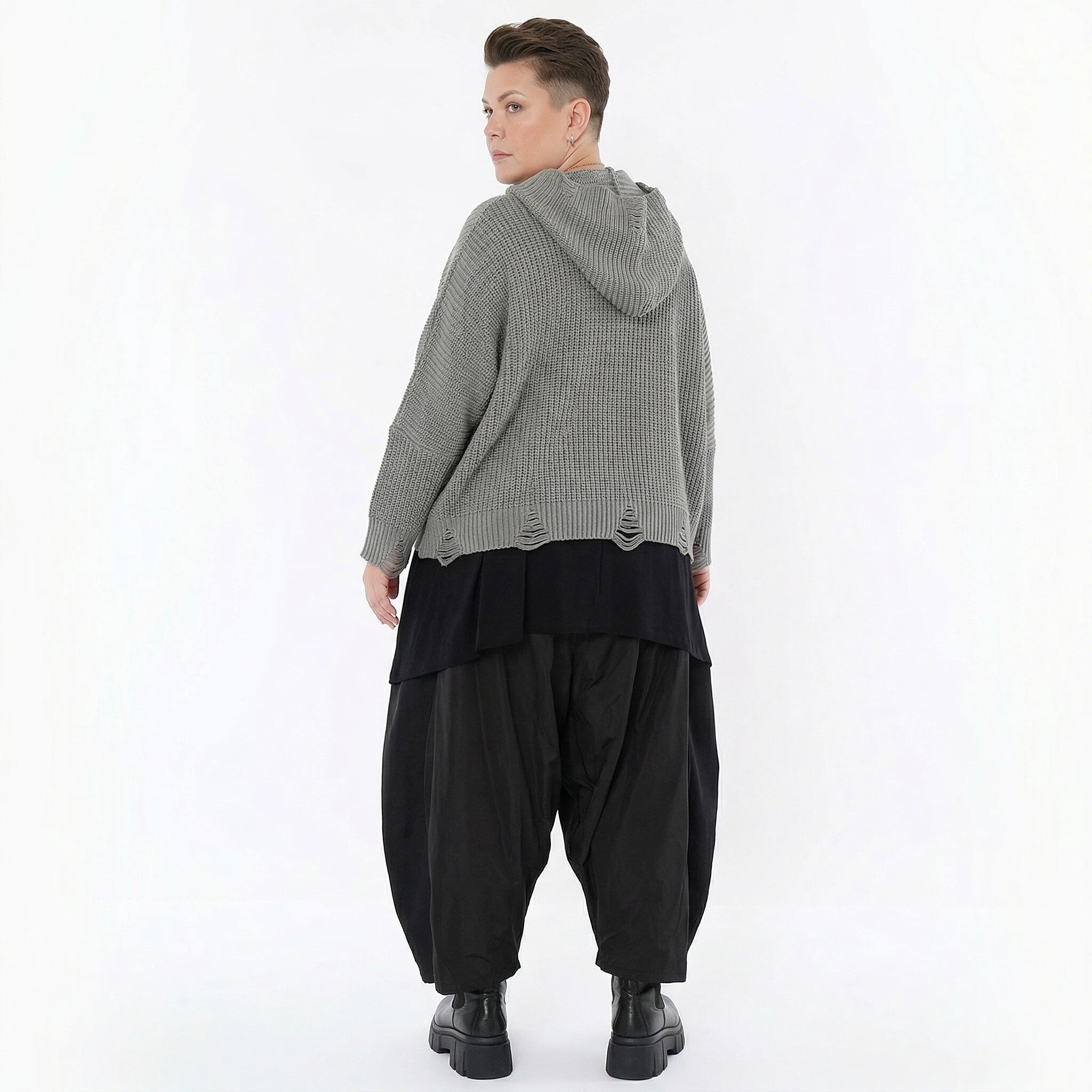 AKH Premium Bigshirt in kastiger Form, aus Baumwolle, P1032.2601, Grau, Ausgefallen, Zeitlos