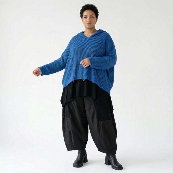 AKH Premium Bigshirt in kastiger Form, aus Baumwolle, P1032.2601, JeansBlau, Ausgefallen