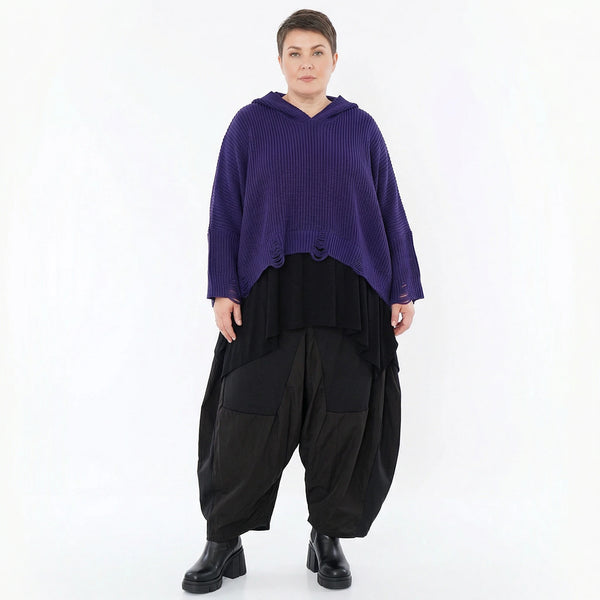 AKH Premium Bigshirt in kastiger Form, aus Baumwolle, P1032.2601, Lila, Ausgefallen, Zeitlos