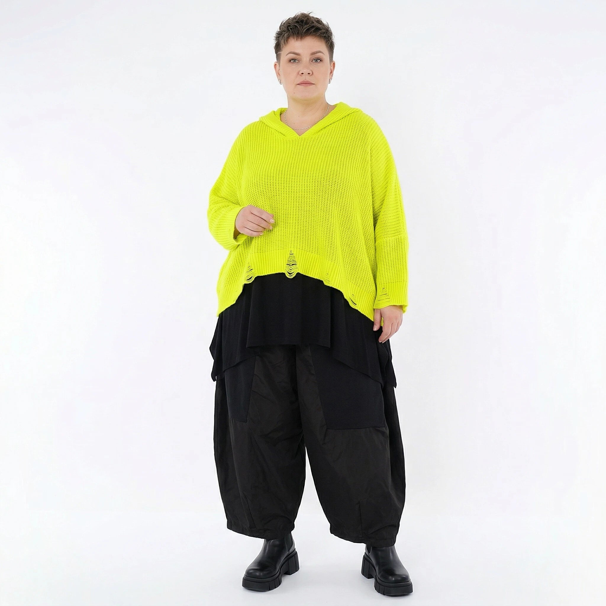 AKH Premium Bigshirt in kastiger Form, aus Baumwolle, P1032.2601, NeonGelb, Ausgefallen