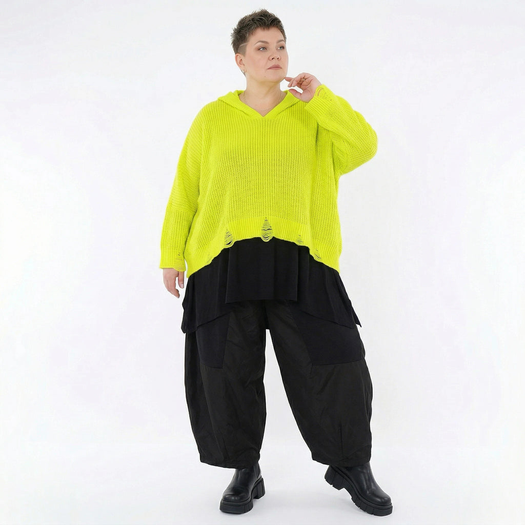 AKH Premium Bigshirt in kastiger Form, aus Baumwolle, P1032.2601, NeonGelb, Ausgefallen