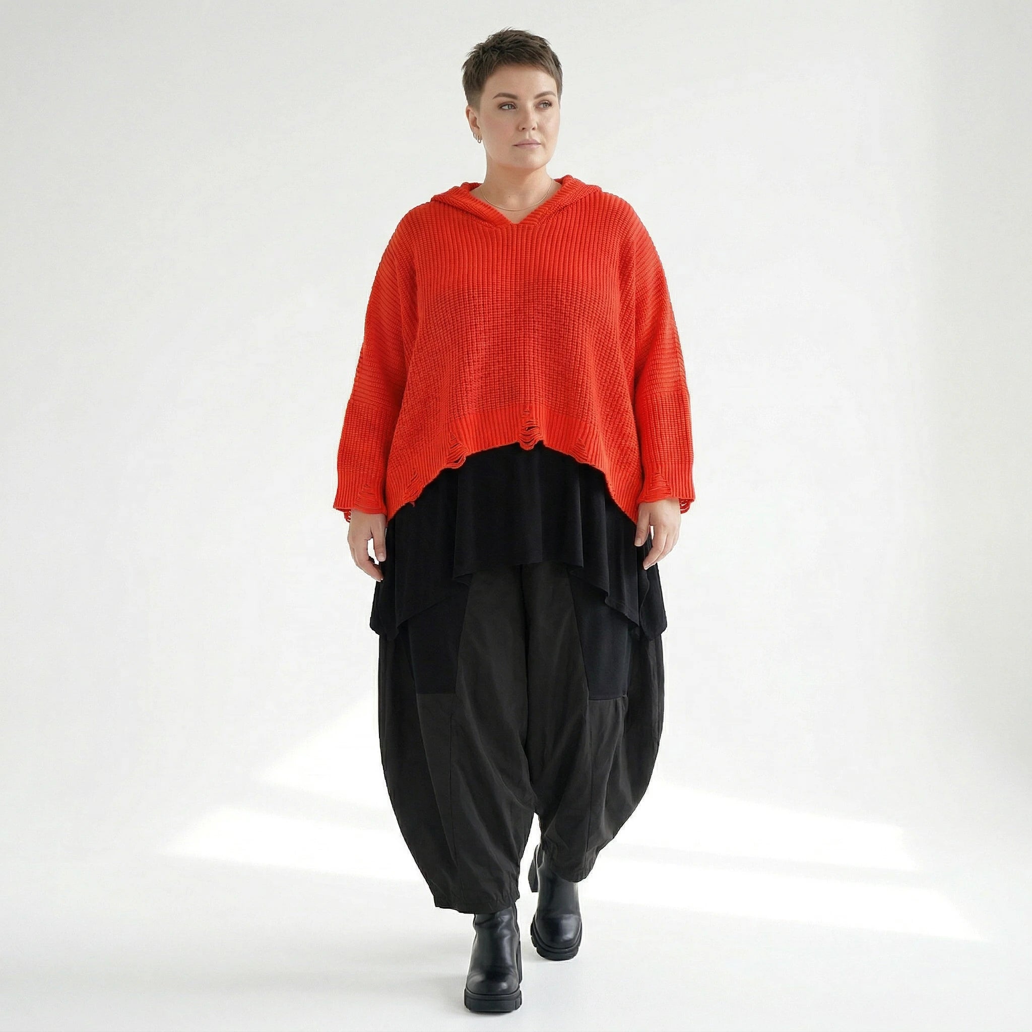 AKH Premium Bigshirt in kastiger Form, aus Baumwolle, P1032.2601, Orange, Ausgefallen, Schick