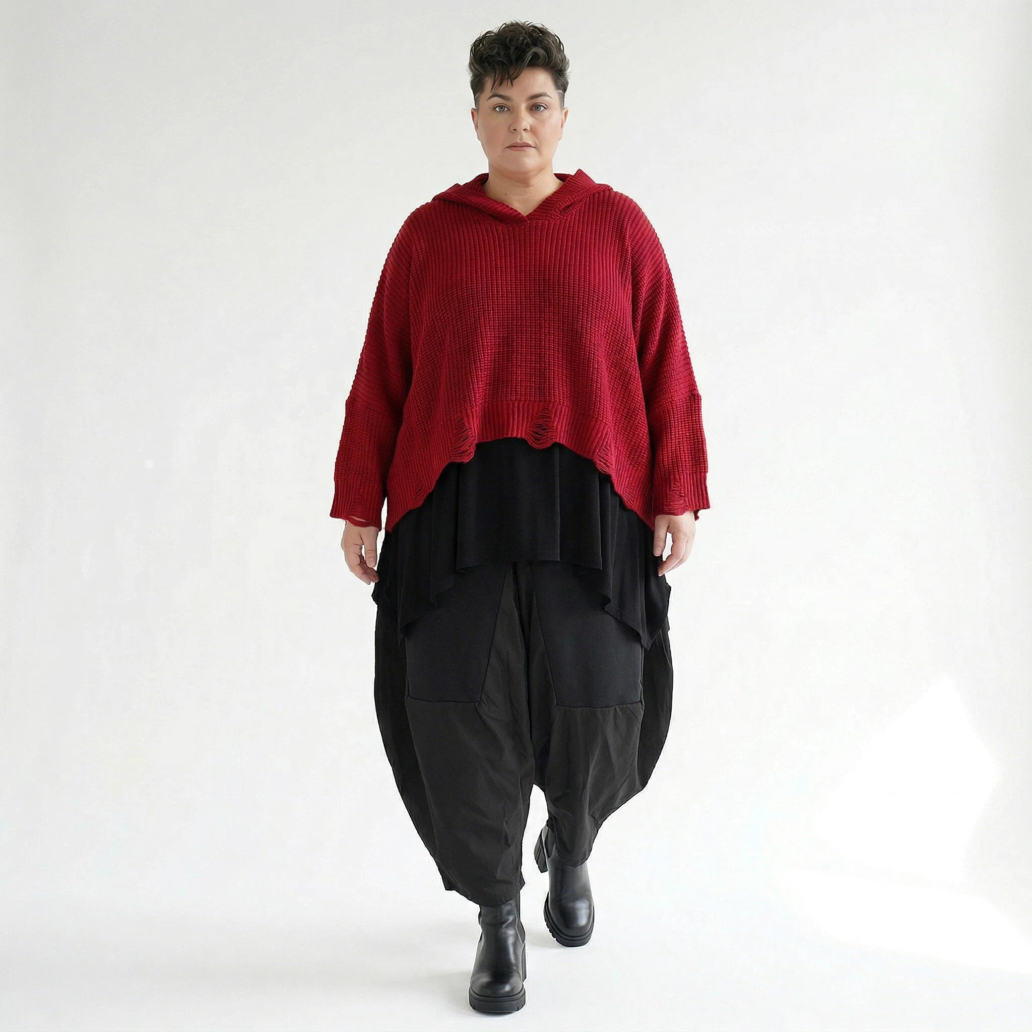 AKH Premium Bigshirt in kastiger Form, aus Baumwolle, P1032.2601, Rot, Ausgefallen, Zeitlos