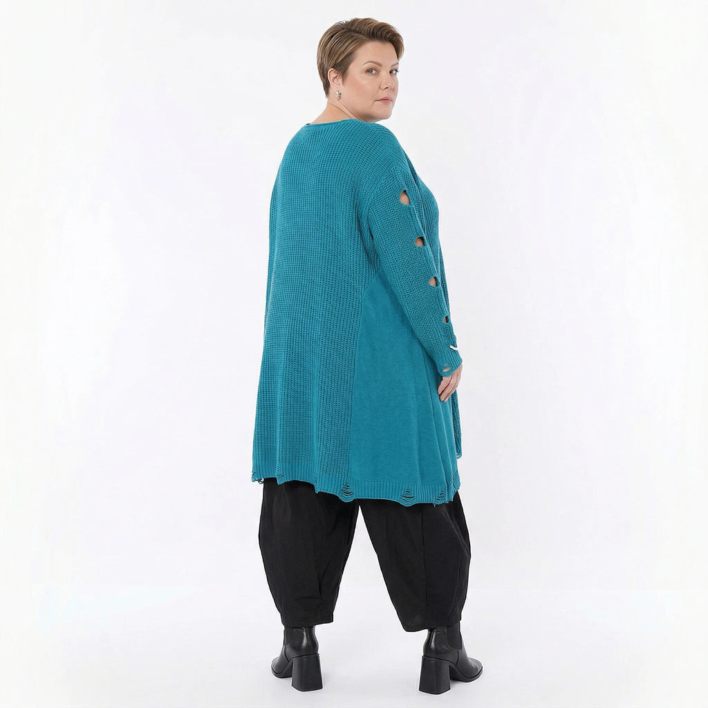 A-Form Bigshirt von AKH Premium aus Baumwolle, P1032.2603, AquaBlau, Ausgefallen, Zeitlos