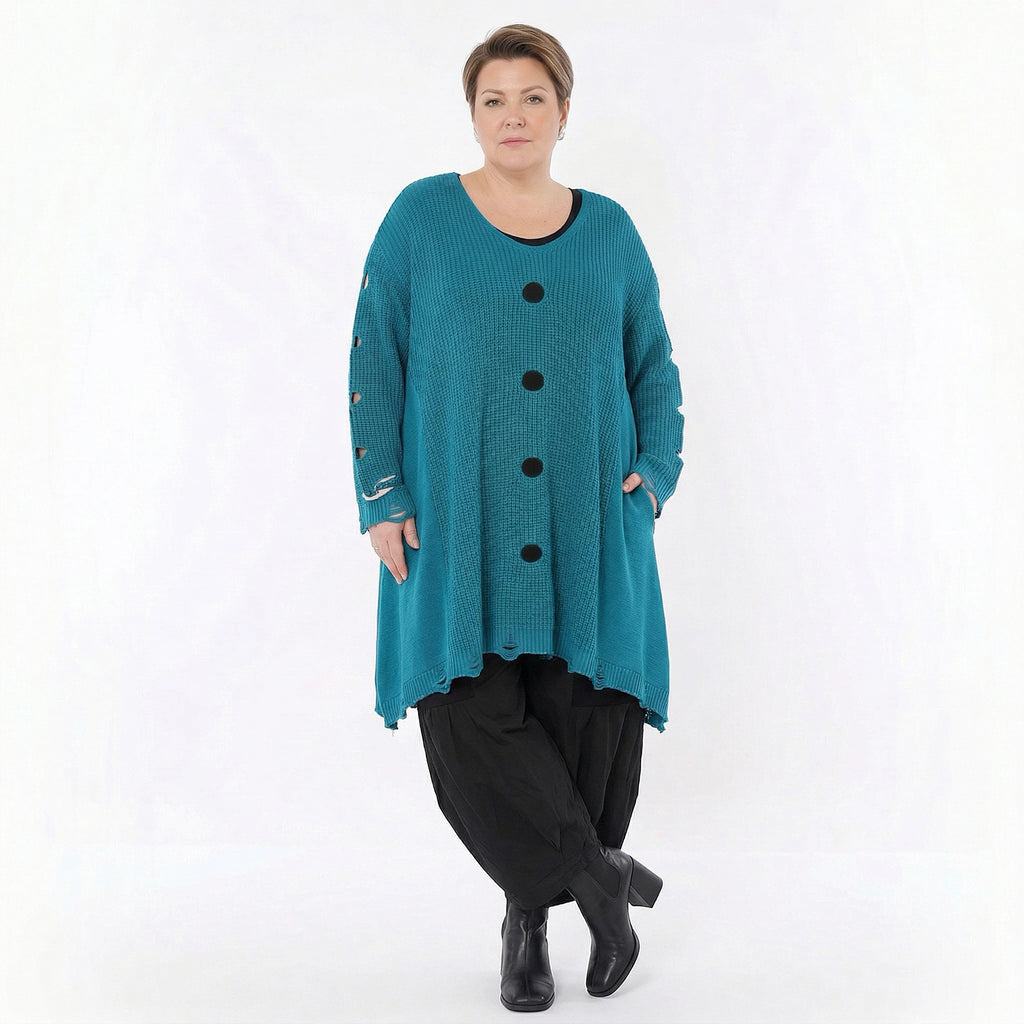 A-Form Bigshirt von AKH Premium aus Baumwolle, P1032.2603, AquaBlau, Ausgefallen, Zeitlos