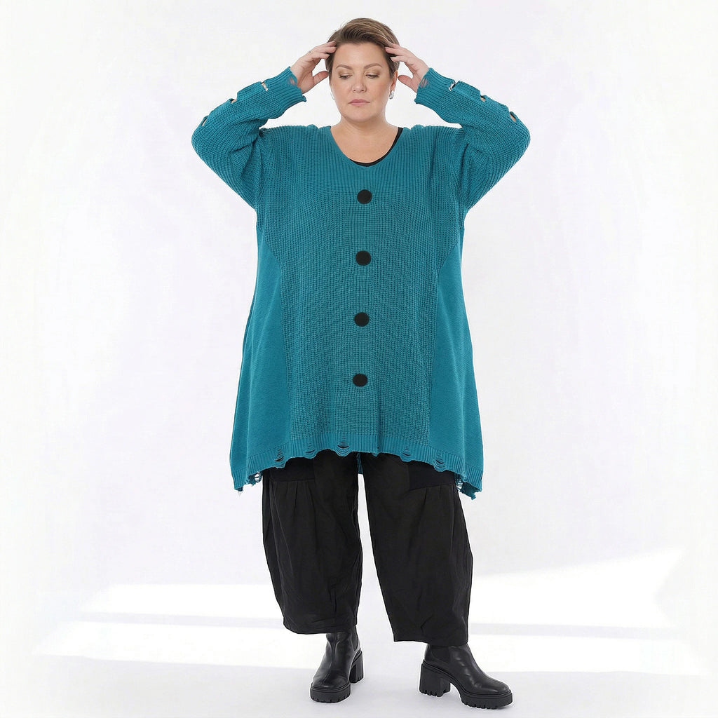 A-Form Bigshirt von AKH Premium aus Baumwolle, P1032.2603, AquaBlau, Ausgefallen, Zeitlos