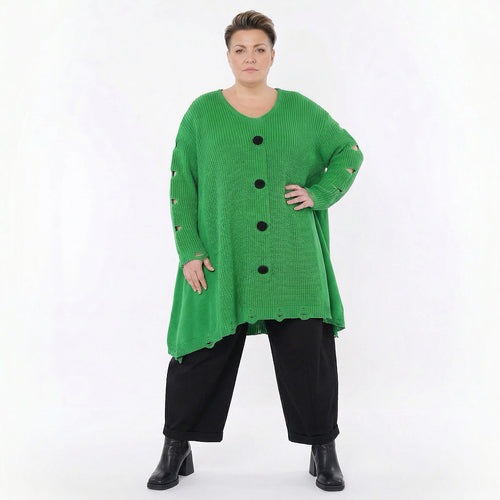 A-Form Bigshirt von AKH Premium aus Baumwolle, P1032.2603, Apfelgrün, Ausgefallen, Zeitlos